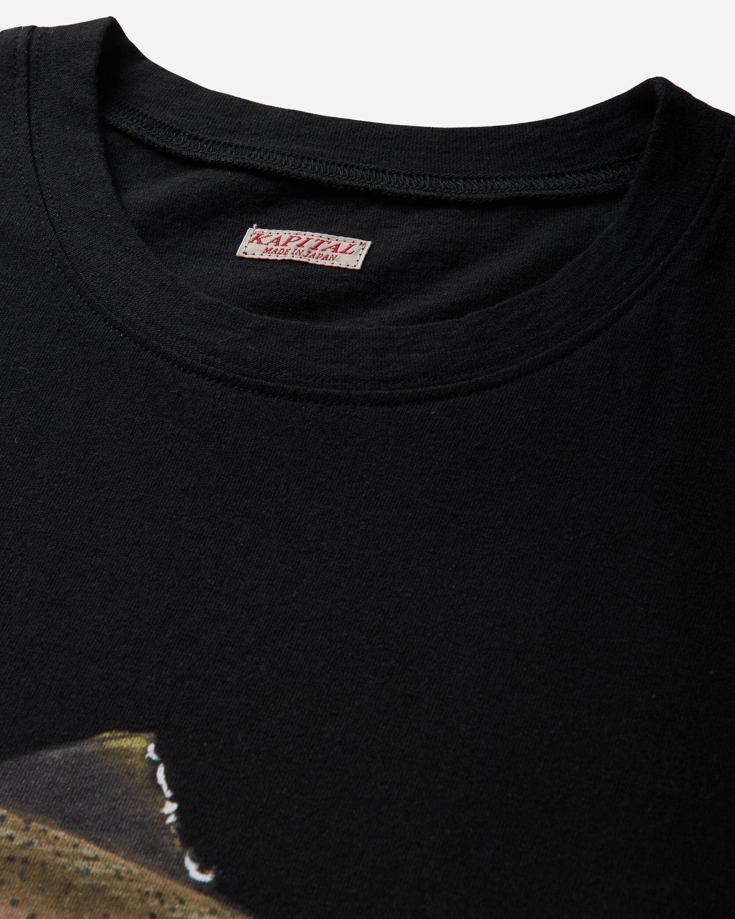 KAPITAL 20/-Jersey Crew T (One Trout Peckish Rainbowy) Black T-Shirts Shortsleeve K2508SC002 BLACK