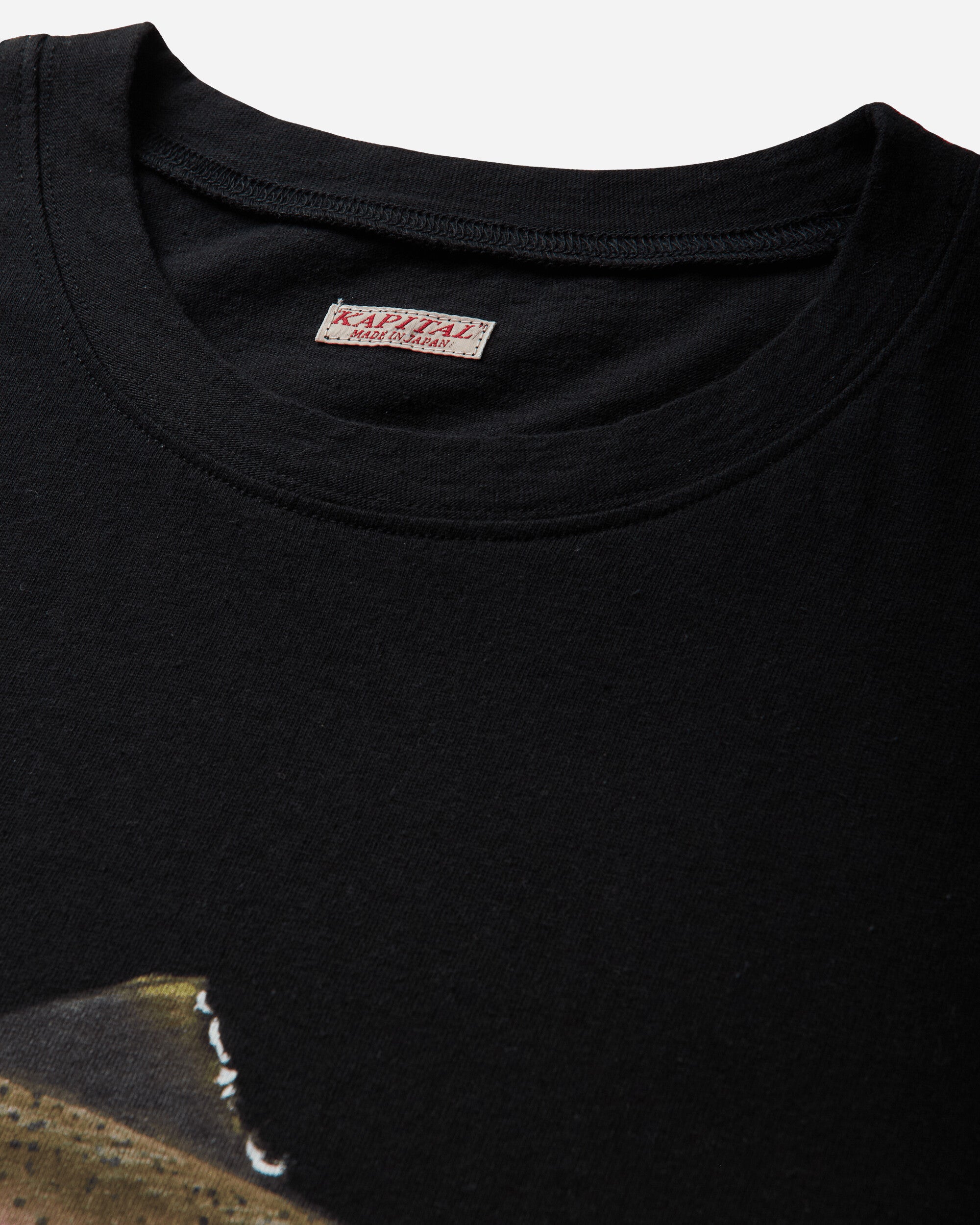 KAPITAL 20/-Jersey Crew T (One Trout Peckish Rainbowy) Black T-Shirts Shortsleeve K2508SC002 BLACK