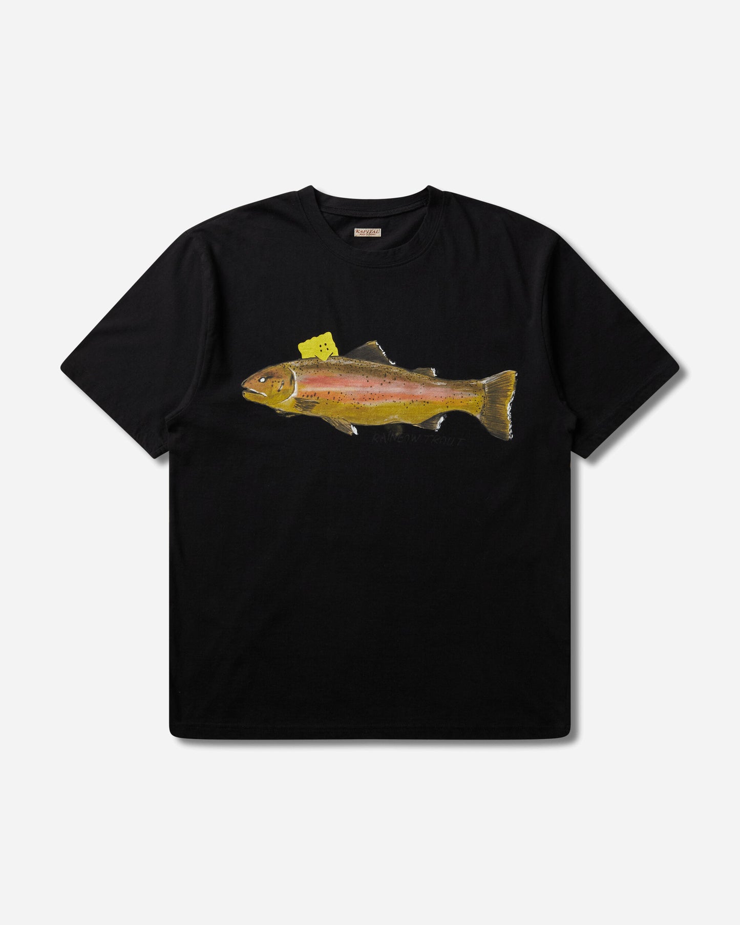 KAPITAL 20/-Jersey Crew T (One Trout Peckish Rainbowy) Black T-Shirts Shortsleeve K2508SC002 BLACK