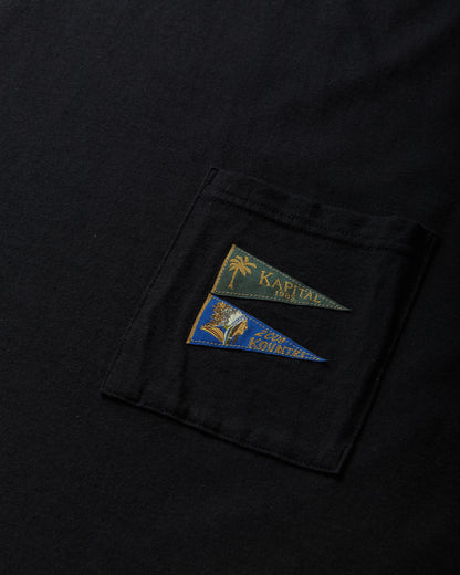 KAPITAL 20/-Jersey Pennant T (3Flags) Black T-Shirts Shortsleeve EK-1223SC BLACK