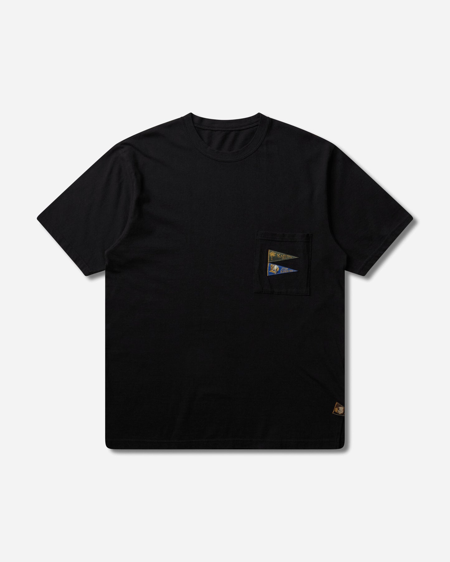 KAPITAL 20/-Jersey Pennant T (3Flags) Black T-Shirts Shortsleeve EK-1223SC BLACK