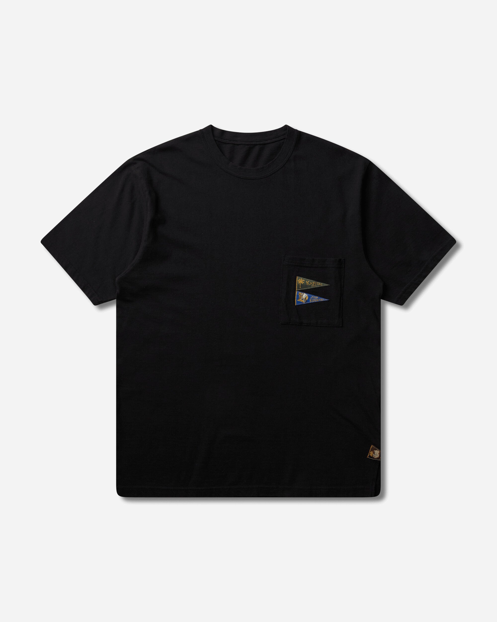 KAPITAL 20/-Jersey Pennant T (3Flags) Black T-Shirts Shortsleeve EK-1223SC BLACK