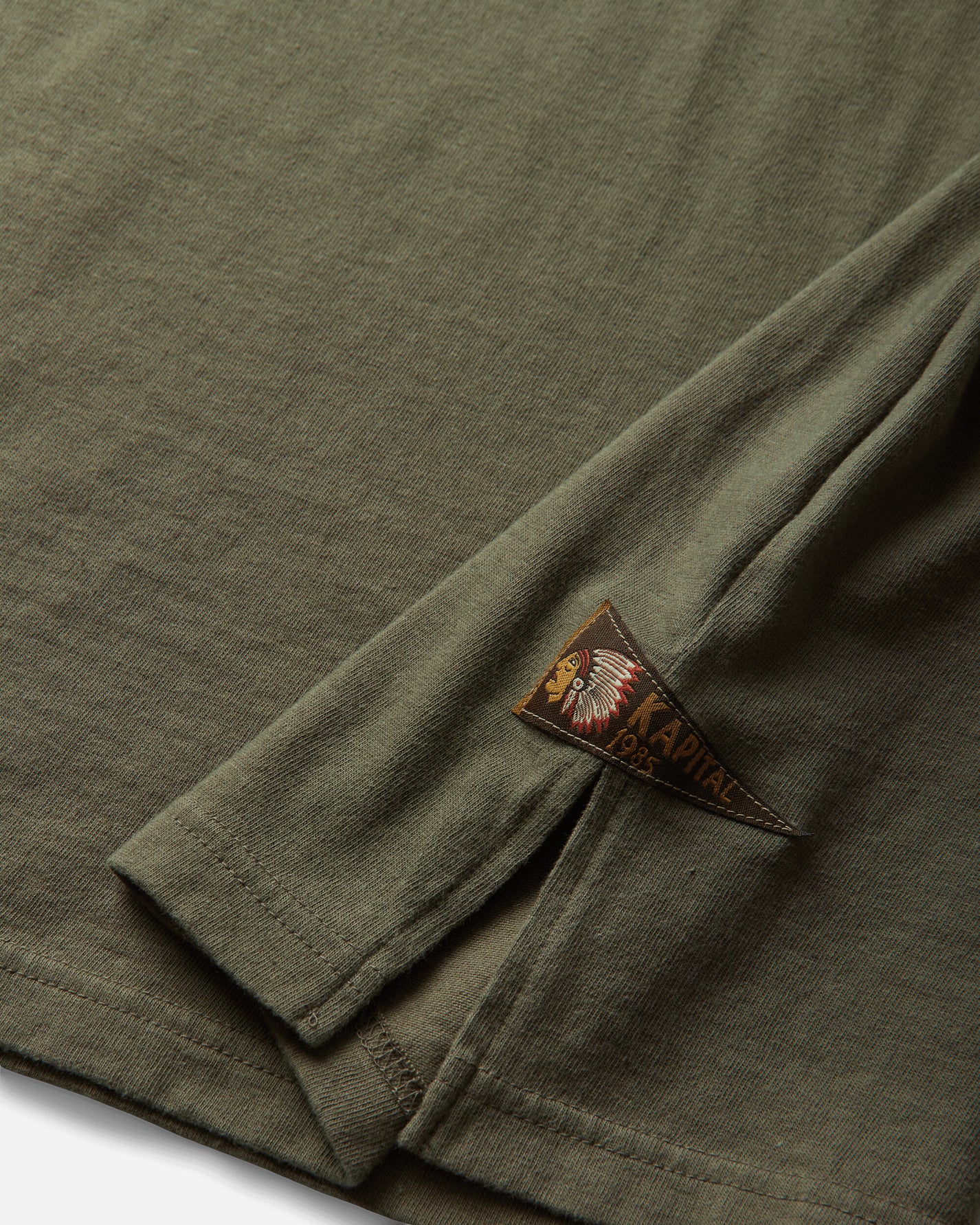 KAPITAL 20/-Jersey Pennant T (3Flags) Khaki T-Shirts Shortsleeve EK-1223SC KHAKI