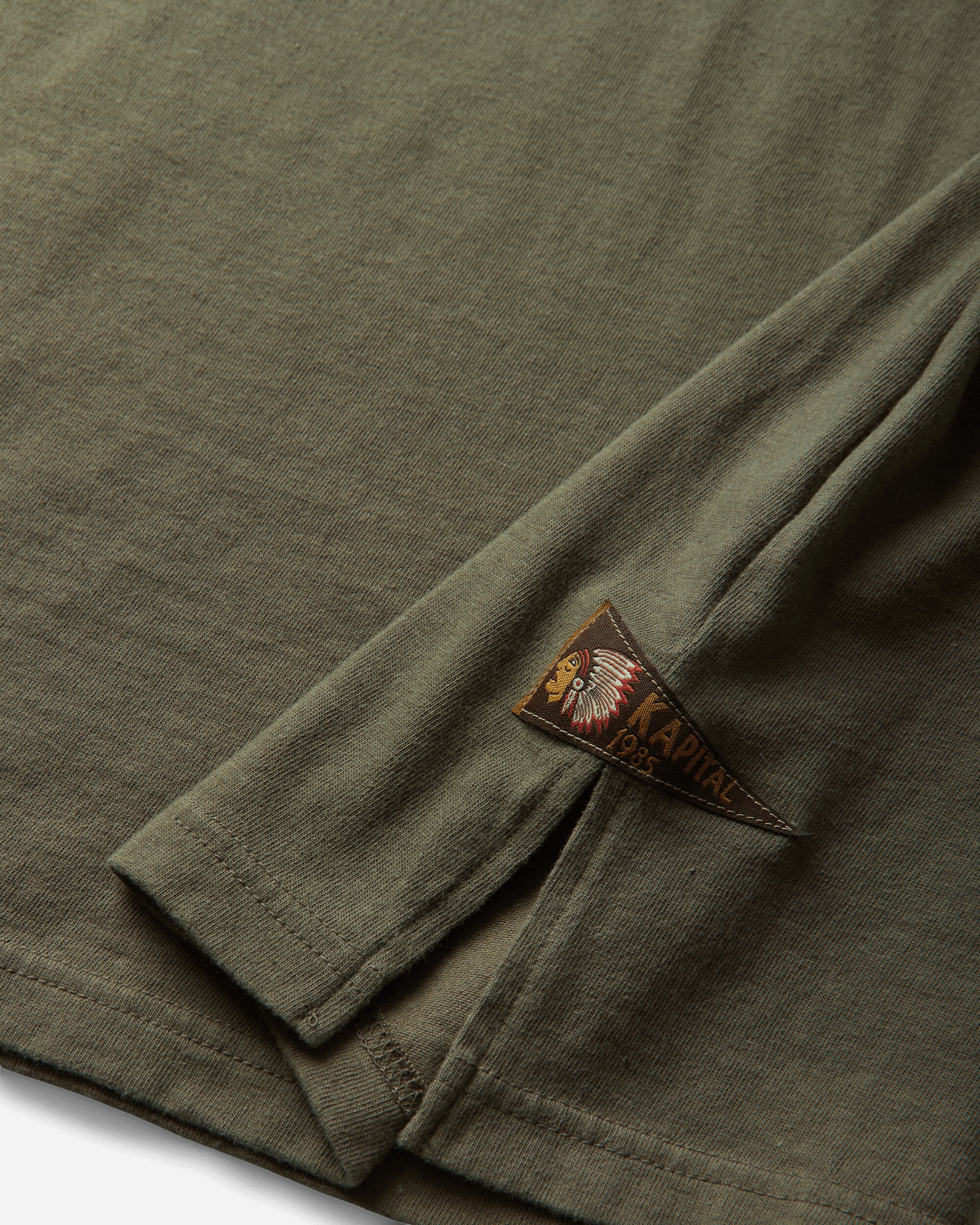 KAPITAL 20/-Jersey Pennant T (3Flags) Khaki T-Shirts Shortsleeve EK-1223SC KHAKI