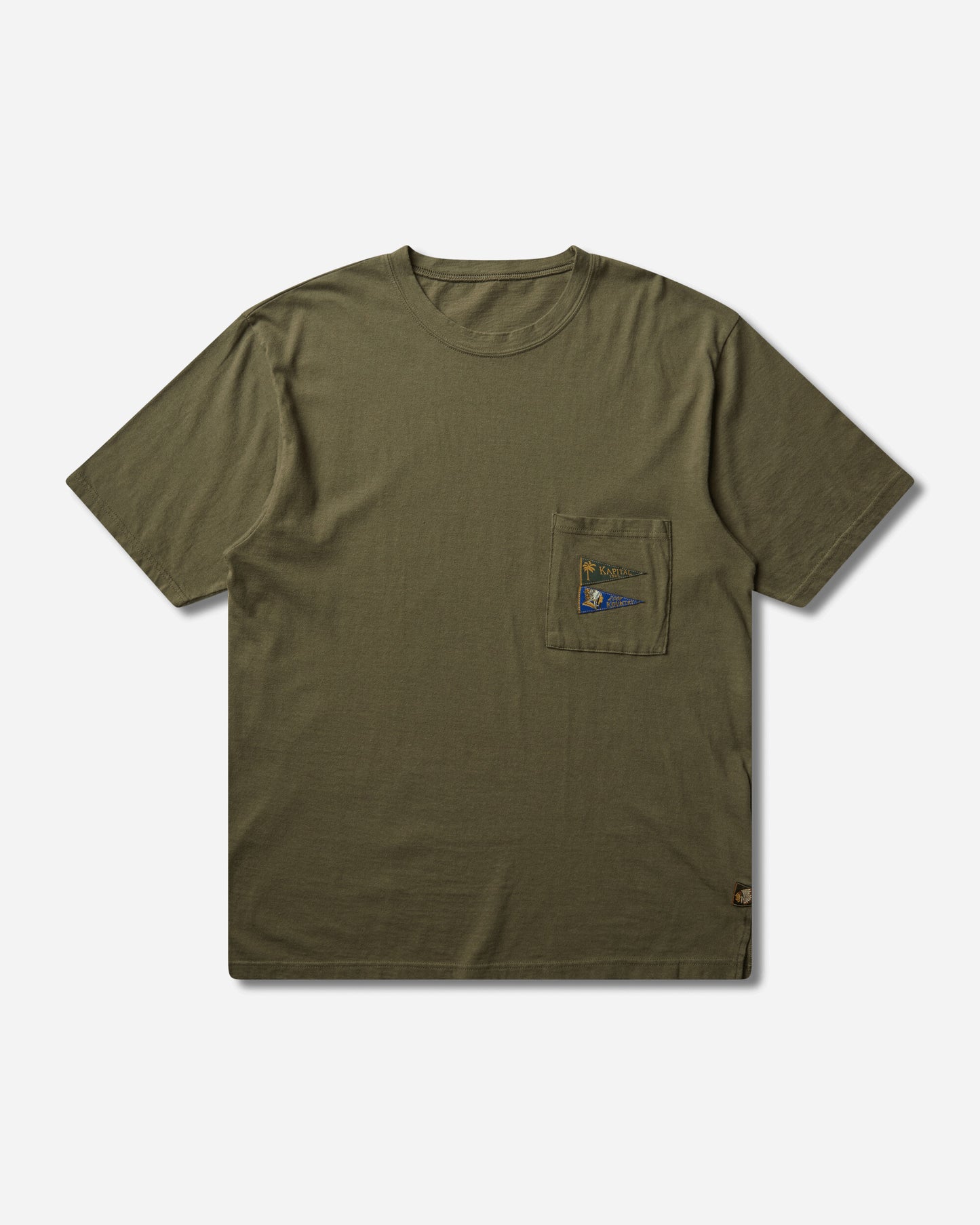 KAPITAL 20/-Jersey Pennant T (3Flags) Khaki T-Shirts Shortsleeve EK-1223SC KHAKI