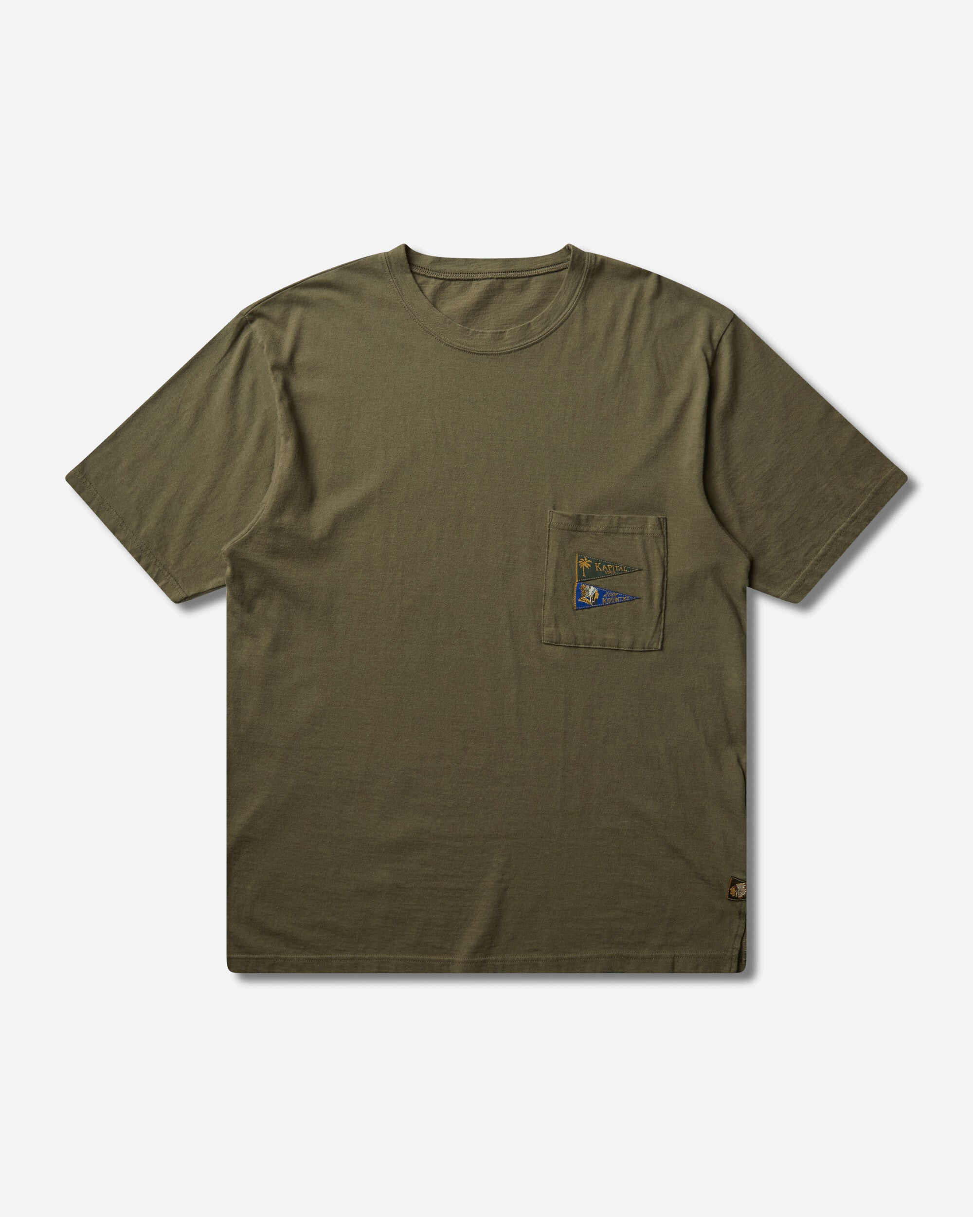 KAPITAL 20/-Jersey Pennant T (3Flags) Khaki T-Shirts Shortsleeve EK-1223SC KHAKI