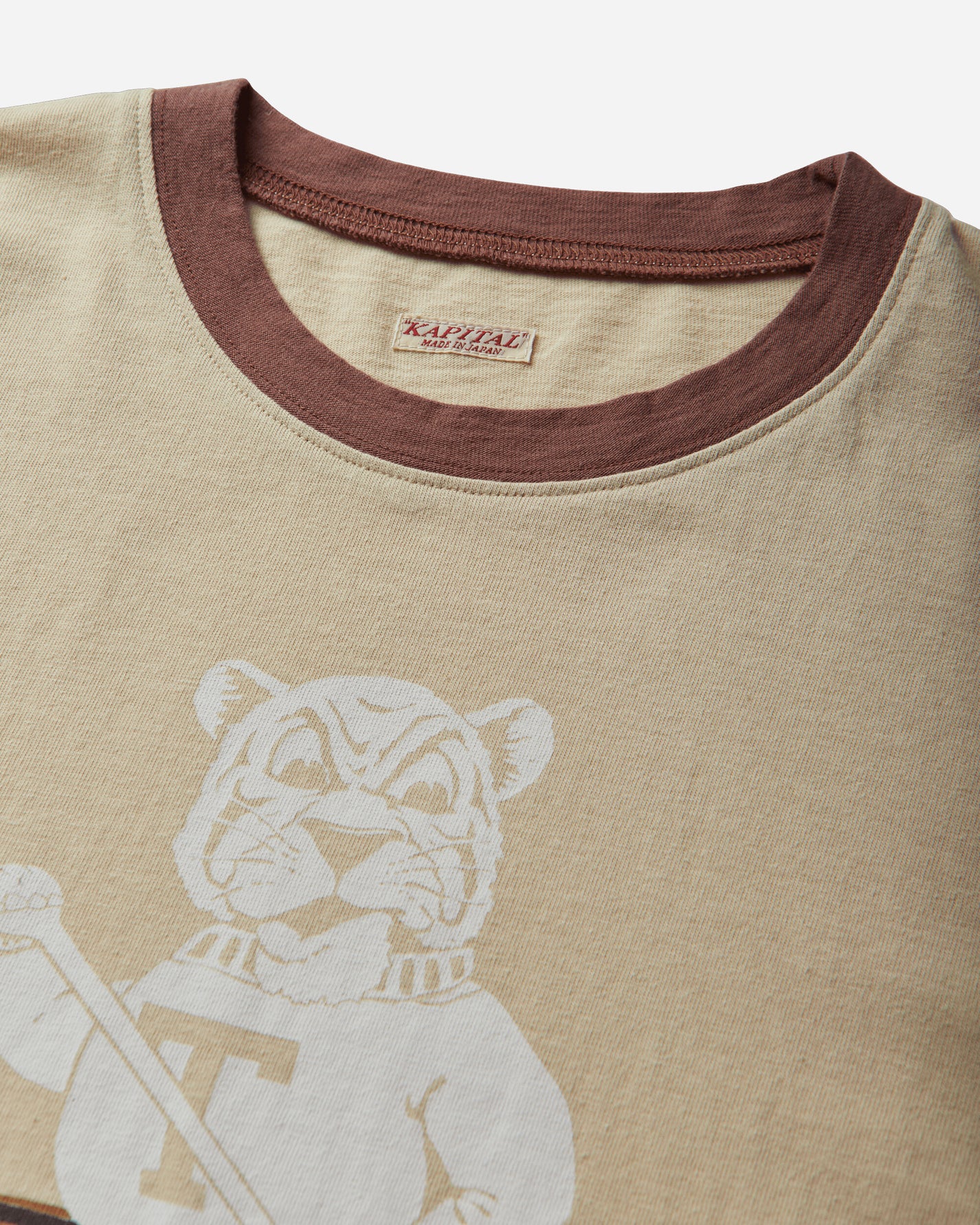 KAPITAL 20/-Jersey Ringer T ("T" Tiger) Beige T-Shirts Shortsleeve K2509SC062 BEIGE