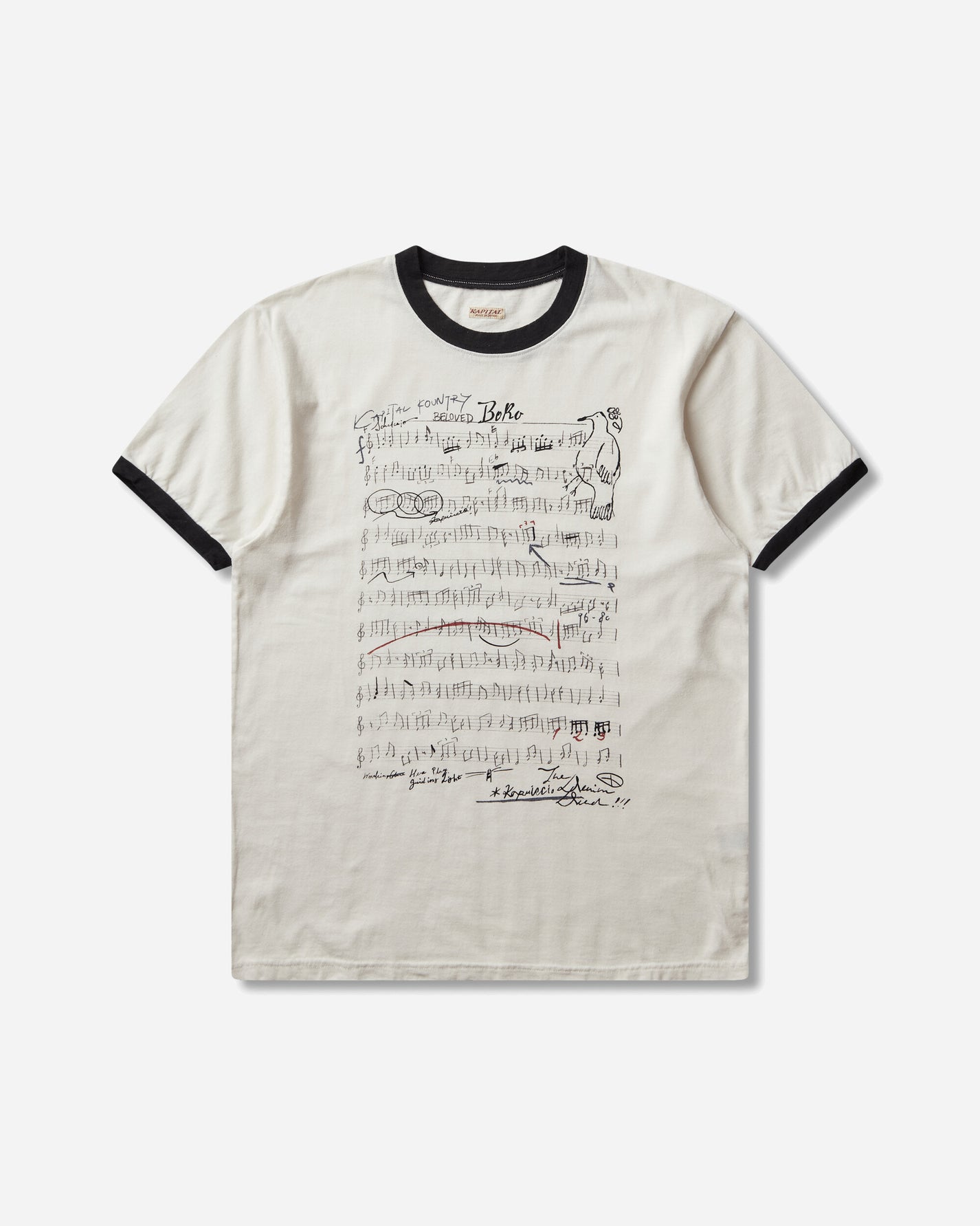 KAPITAL 20/-Jersey Ringer T (Boro Elegy) Ecru T-Shirts Shortsleeve K2504SC171 ECRU
