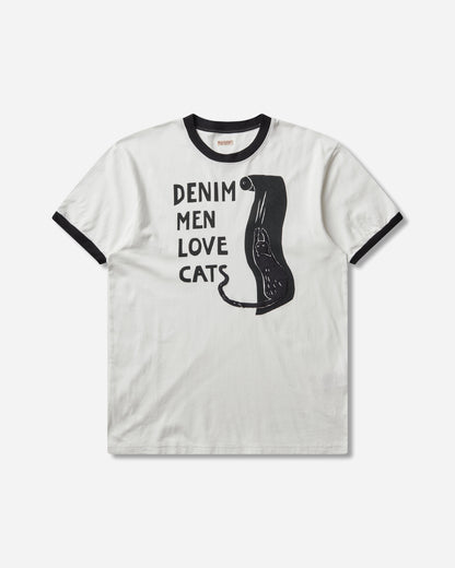 KAPITAL 20/-Jersey Ringer T (Denim Men Love Cats Scratch) White T-Shirts Shortsleeve EK-1629SC WHITE