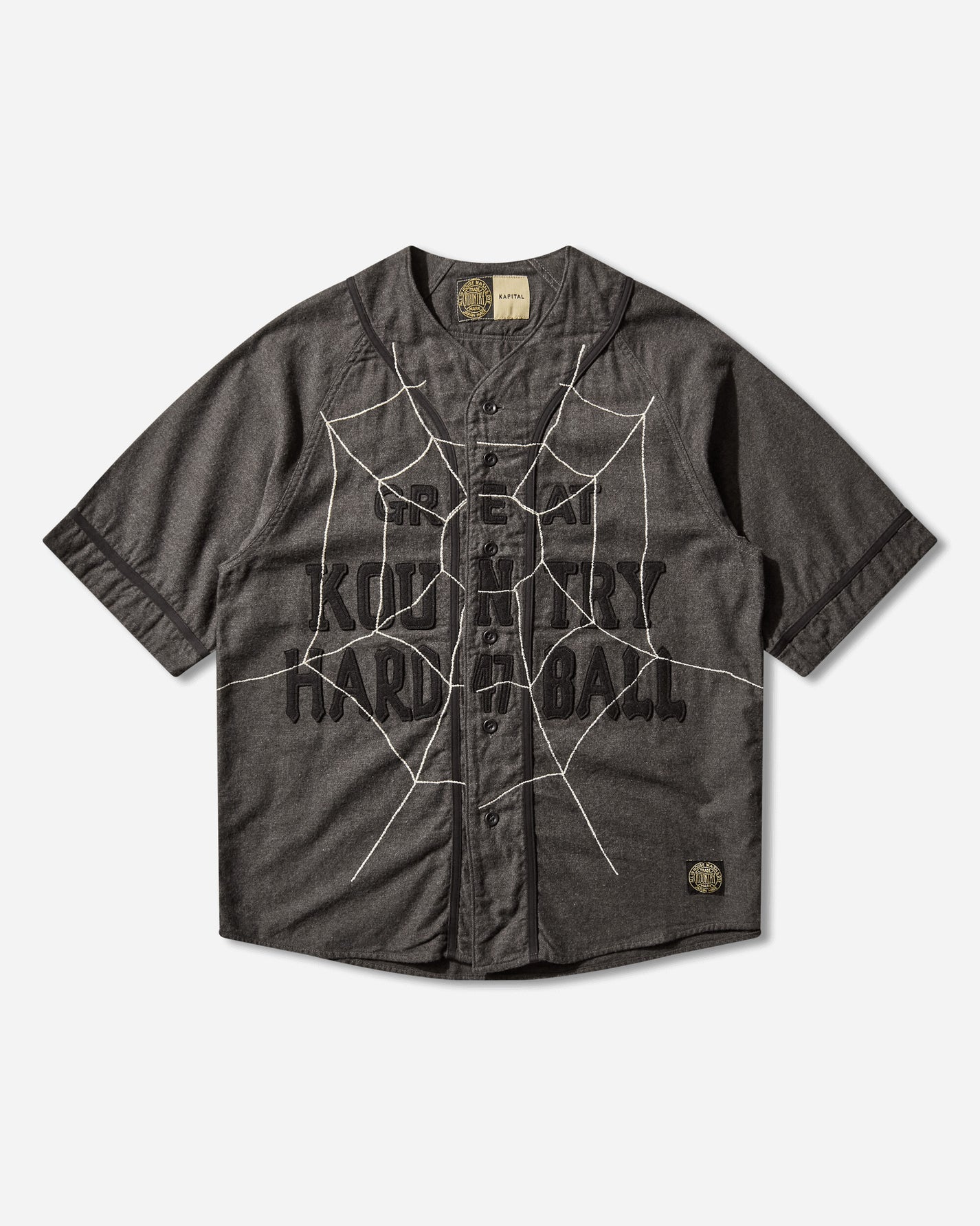 KAPITAL Cotton Wool Great Kountry Baseball Shirt Kountry Dream Catch Remake Dark Gray Shirts Shortsleeve Shirt K2505SS215 DARKGRAY