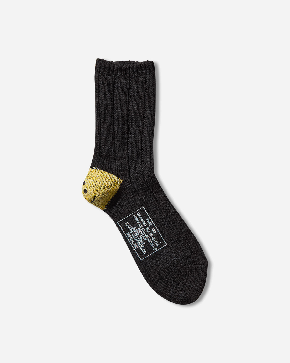 KAPITAL 56 Yarns Ma 1 Rainbowy Happy Heel Socks Black Underwear Socks EK-1582XSA BLACK