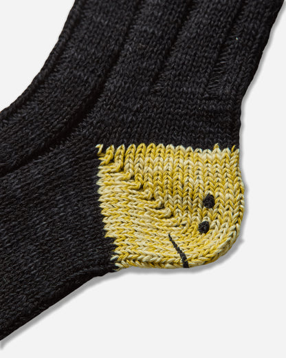 KAPITAL 56 Yarns Ma 1 Rainbowy Happy Heel Socks Black Underwear Socks EK-1582XSA BLACK