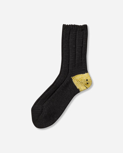 KAPITAL 56 Yarns Ma 1 Rainbowy Happy Heel Socks Black Underwear Socks EK-1582XSA BLACK