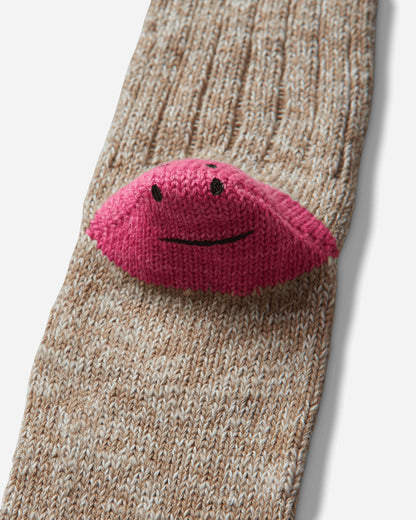 KAPITAL 60 Yarns Ivy Rainbowy Happy Heel-Hold Socks Beige - Pink Underwear Socks K2504XS534 BEIGEXPINK
