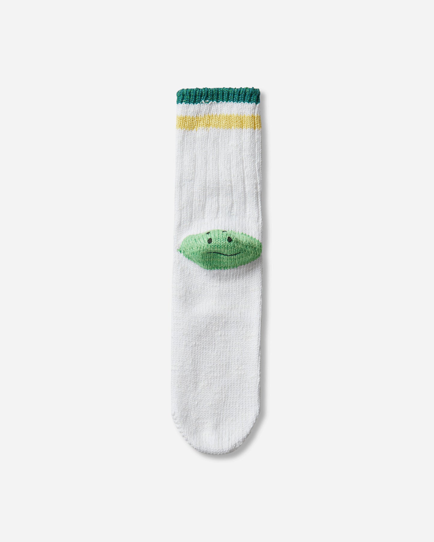 KAPITAL 60 Yarns Ivy Rainbowy Happy Heel-Hold Socks White Green Underwear Socks K2504XS534 WHTXGRN