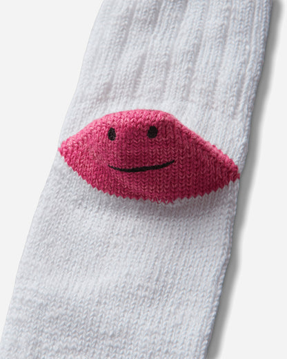 KAPITAL 60 Yarns Ivy Rainbowy Happy Heel-Hold Socks White - Pink Underwear Socks K2504XS534 WHTXPNK
