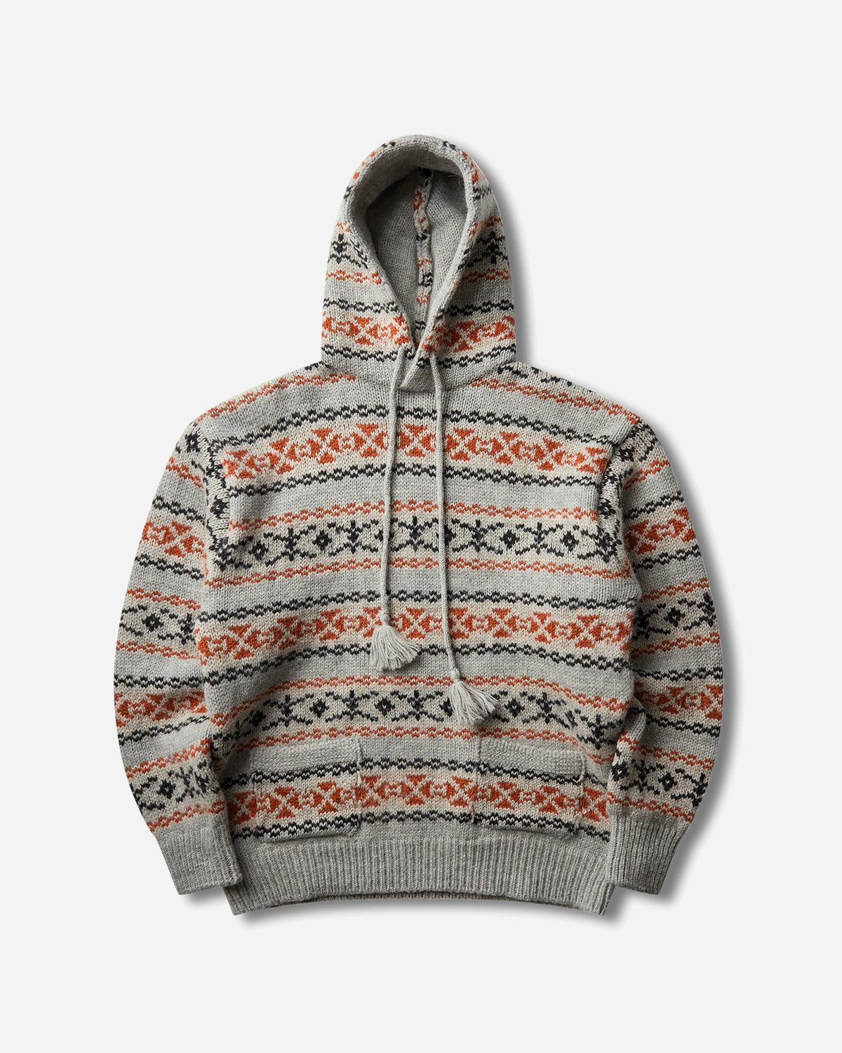 KAPITAL 3G Wool Yellowknife Fair Isle Hoodie Sweater Orange Knitwears Sweaters K2509KN026 ORANGE