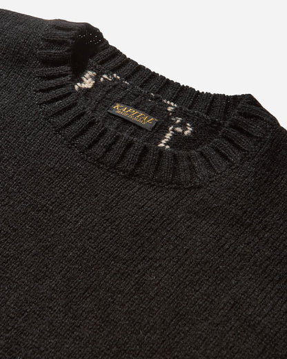 KAPITAL 5G Wool Bone Crew Sweater Black Knitwears Sweaters EK-1537KNA BLACK