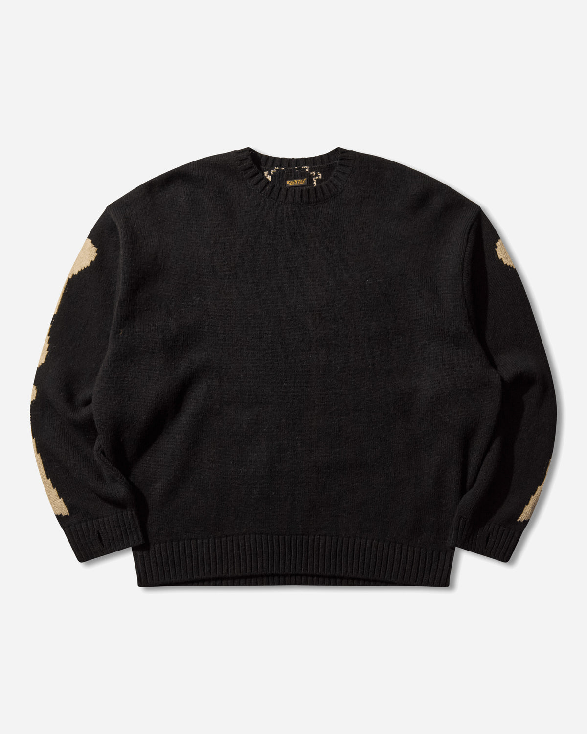KAPITAL 5G Wool Bone Crew Sweater Black Knitwears Sweaters EK-1537KNA BLACK