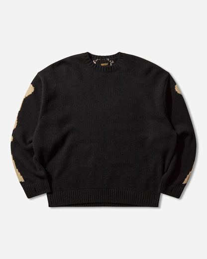 KAPITAL 5G Wool Bone Crew Sweater Black Knitwears Sweaters EK-1537KN BLACK