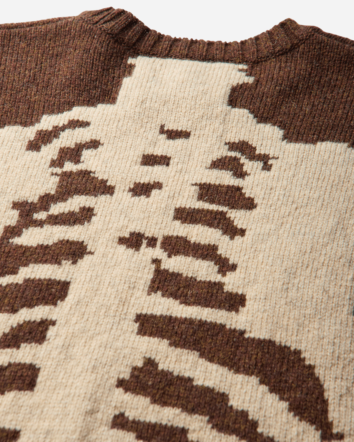 KAPITAL 5G Wool Bone Crew Sweater Brown Knitwears Sweaters EK-1537KNA BROWN