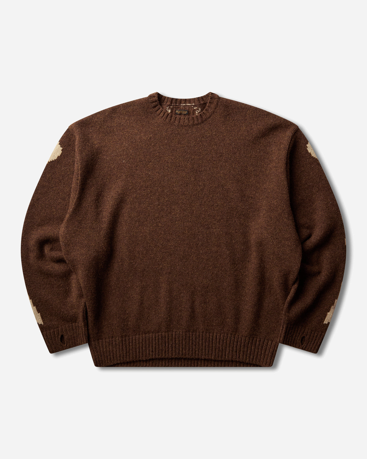 KAPITAL 5G Wool Bone Crew Sweater Brown Knitwears Sweaters EK-1537KNA BROWN