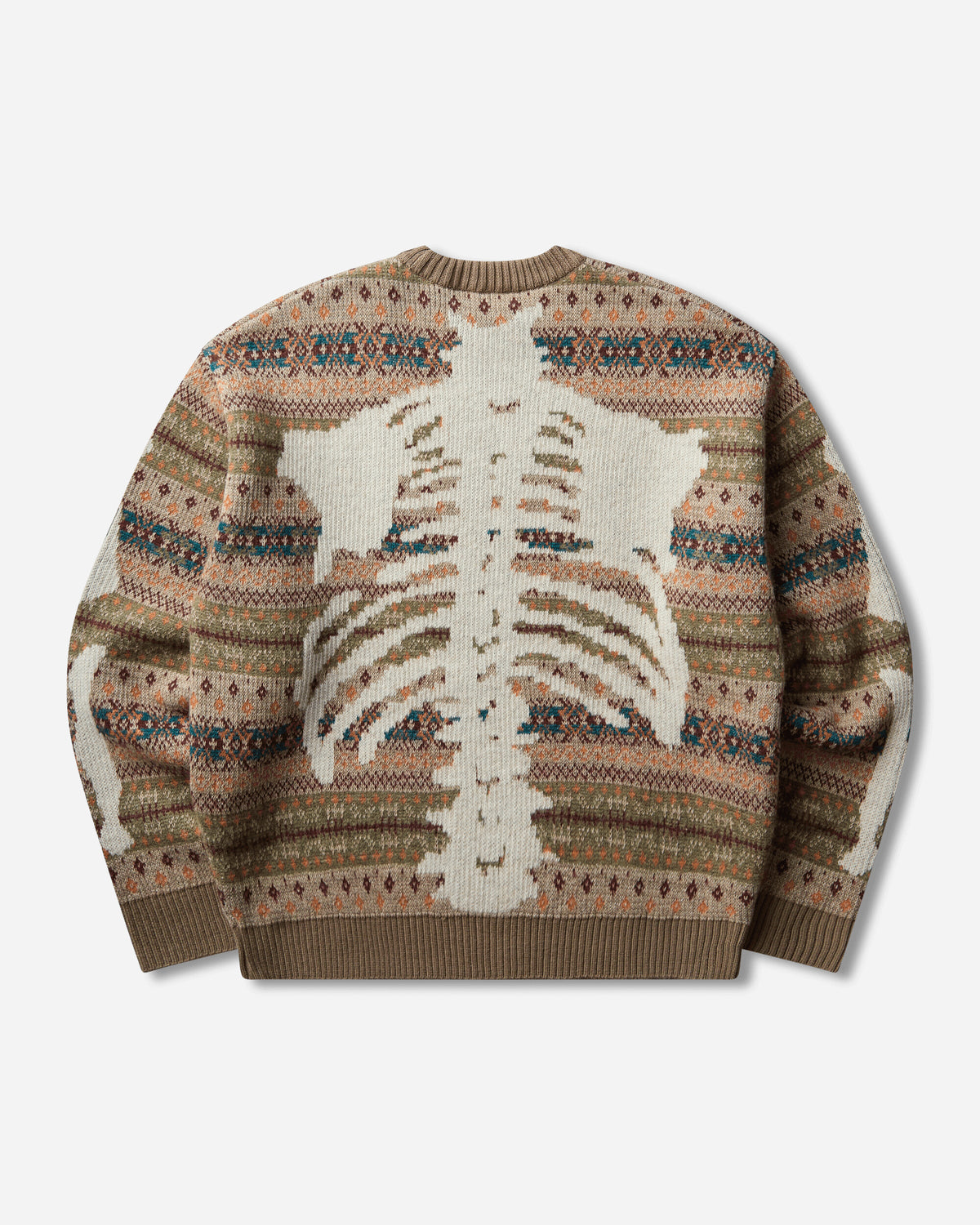 KAPITAL 7G Wool Fair Isle Bone Crew Sweater Orange Knitwears Sweaters K2310KN134 ORANGE