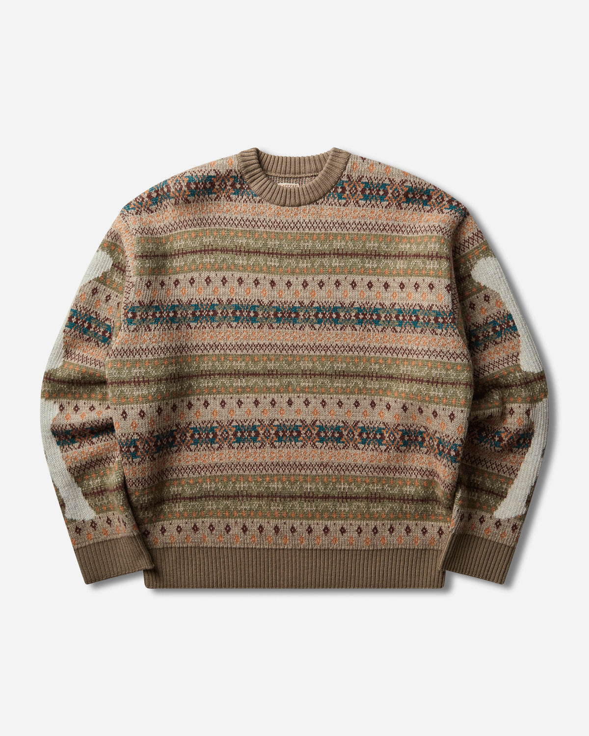 KAPITAL 7G Wool Fair Isle Bone Crew Sweater Orange Knitwears Sweaters K2310KN134 ORANGE