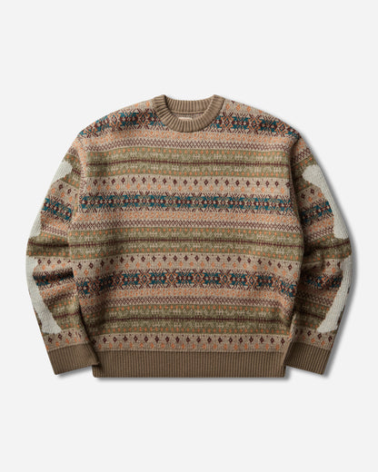 KAPITAL 7G Wool Fair Isle Bone Crew Sweater Orange Knitwears Sweaters K2310KN134 ORANGE