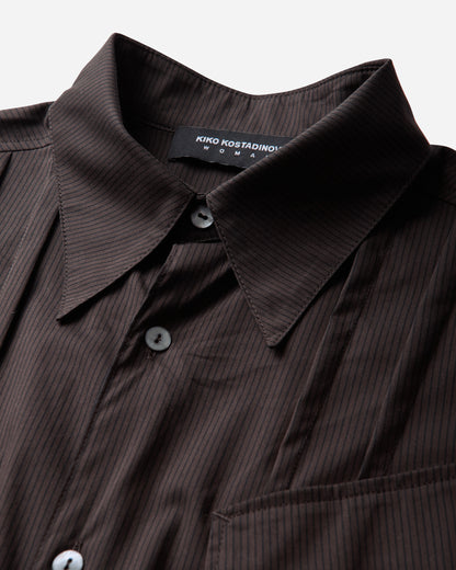 Kiko Kostadinov Wmns Weka Shirt Wood Brown Stripe Shirts Overshirt KKWAW26SH03 51
