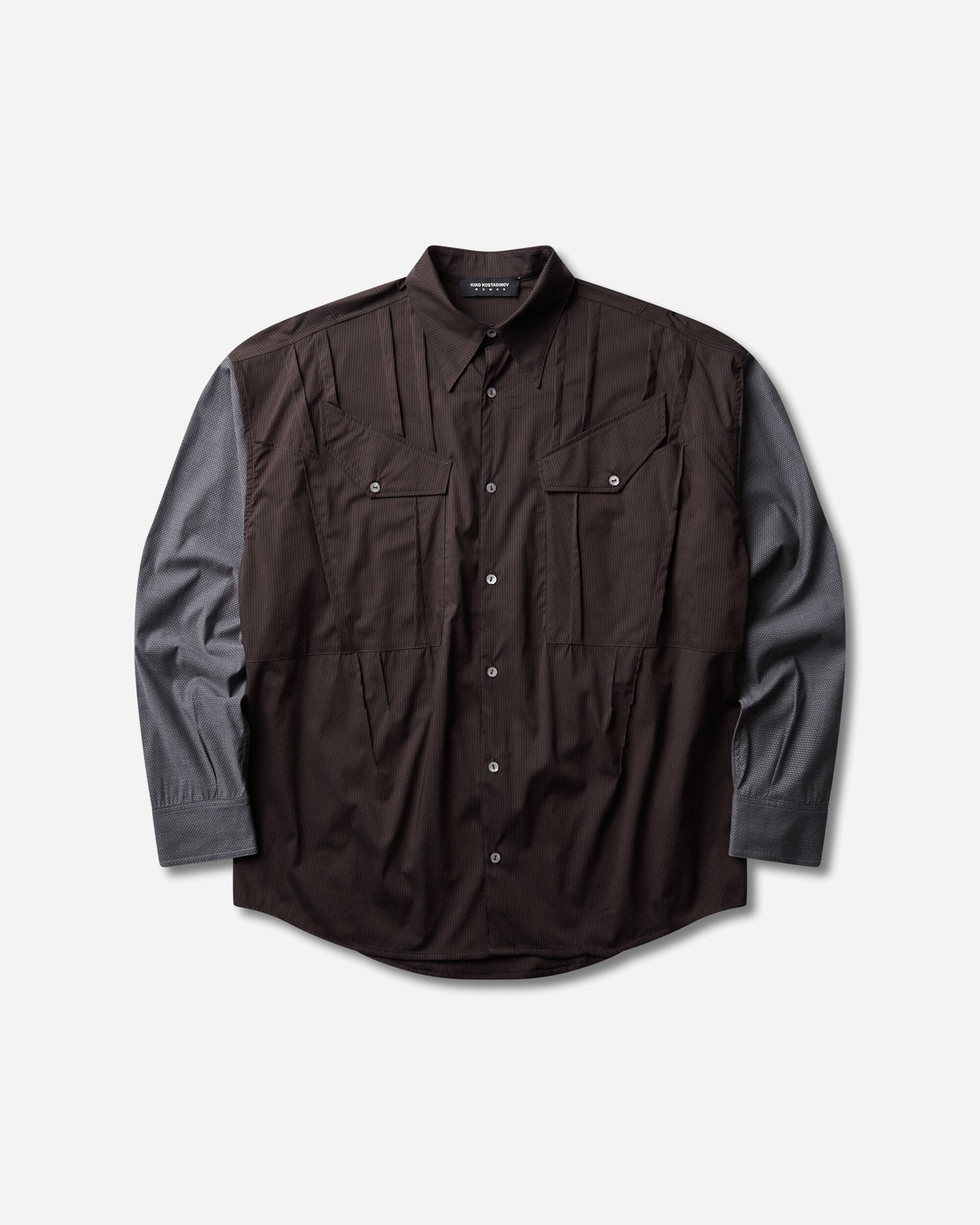 Kiko Kostadinov Wmns Weka Shirt Wood Brown Stripe Shirts Overshirt KKWAW26SH03 51