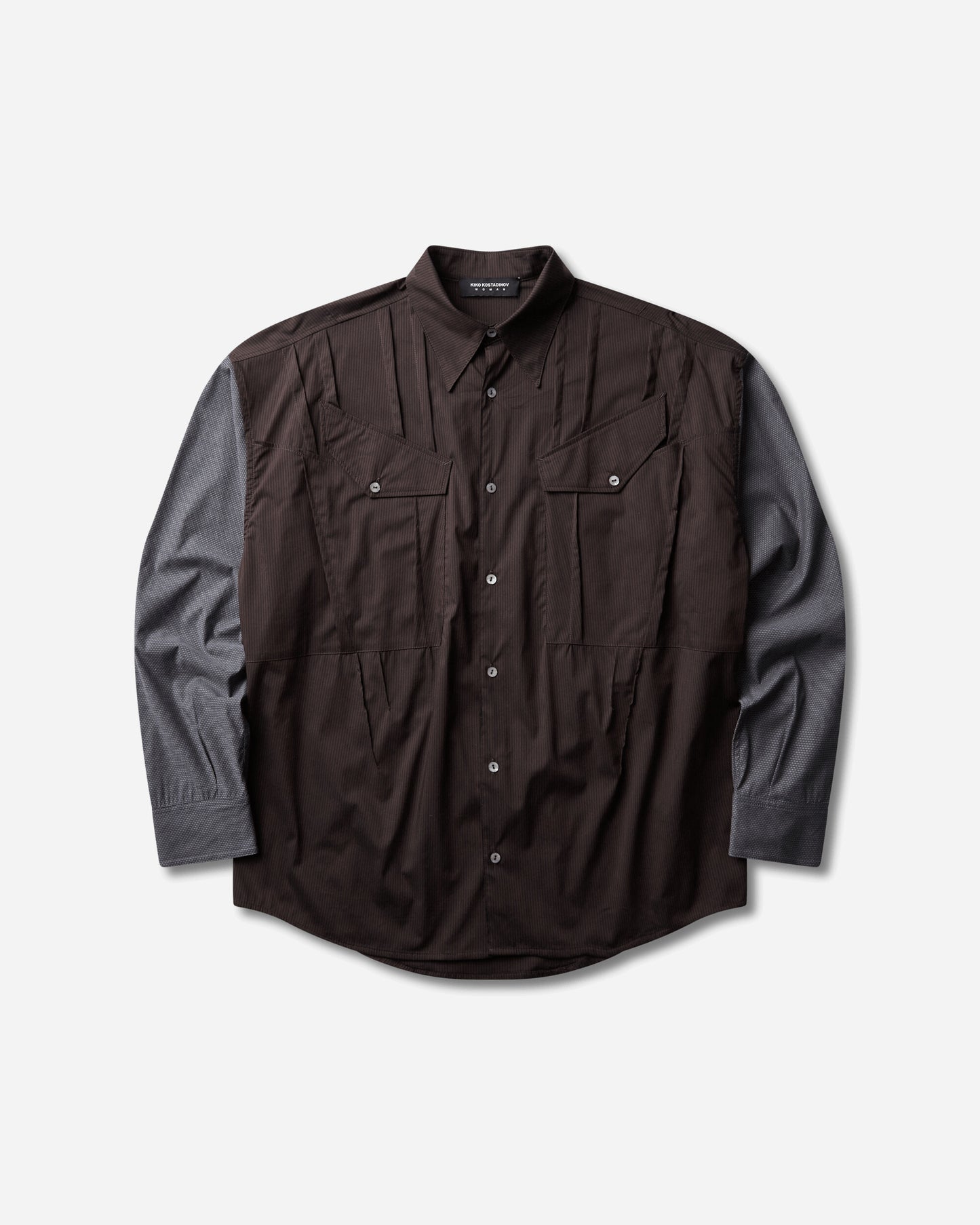 Kiko Kostadinov Wmns Weka Shirt Wood Brown Stripe Shirts Overshirt KKWAW26SH03 51