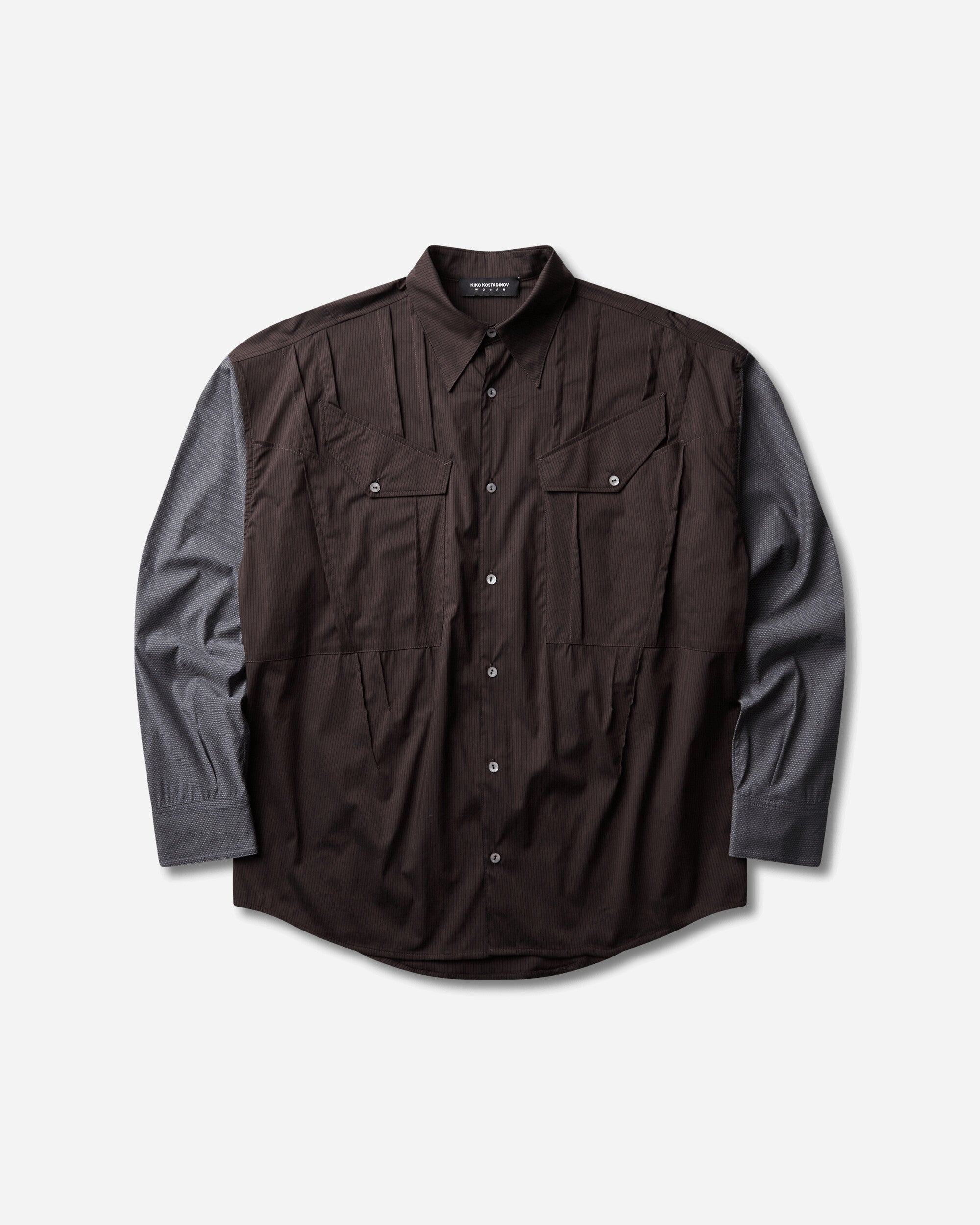 Kiko Kostadinov Wmns Weka Shirt Wood Brown Stripe Shirts Overshirt KKWAW26SH03 51