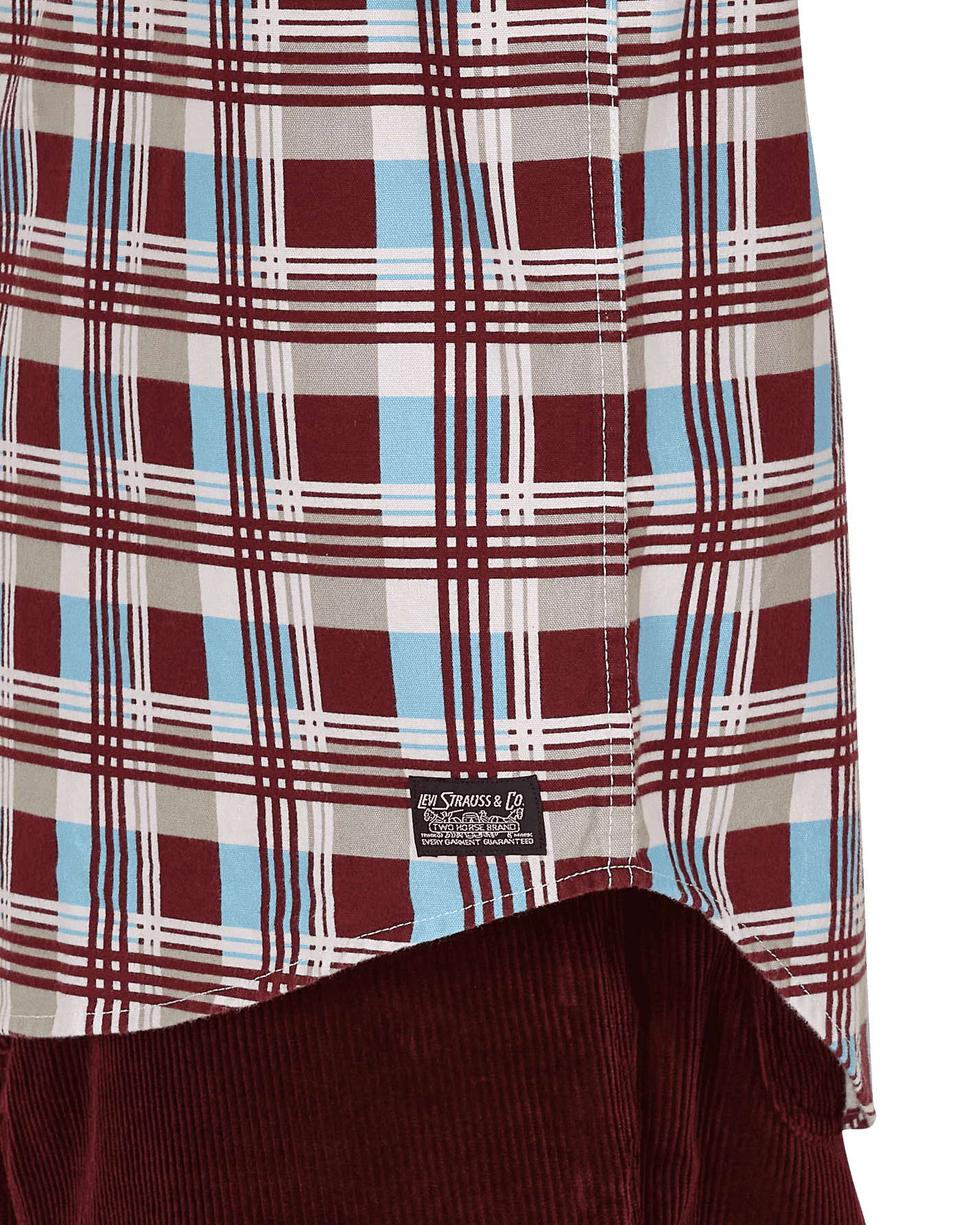 Levi's Skateboard Woven Printed Burgundy Blue T-Shirts Longsleeve A0953 0000