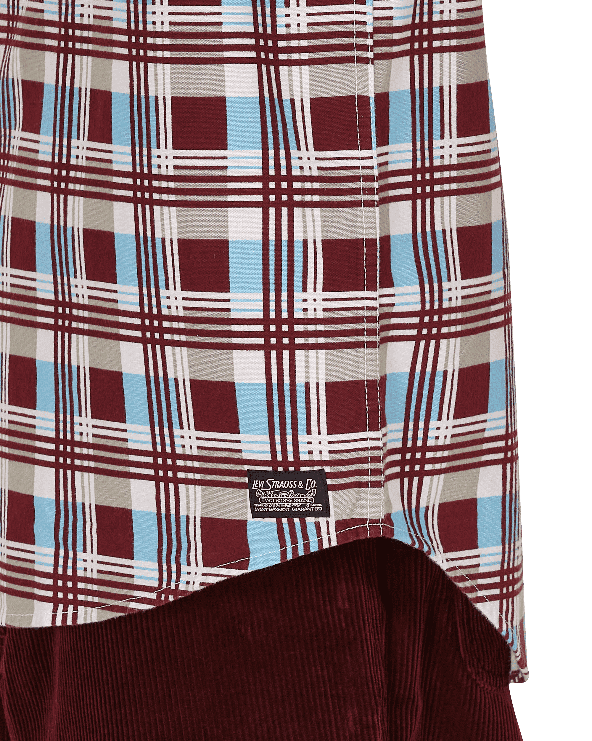 Levi's Skateboard Woven Printed Burgundy Blue T-Shirts Longsleeve A0953 0000