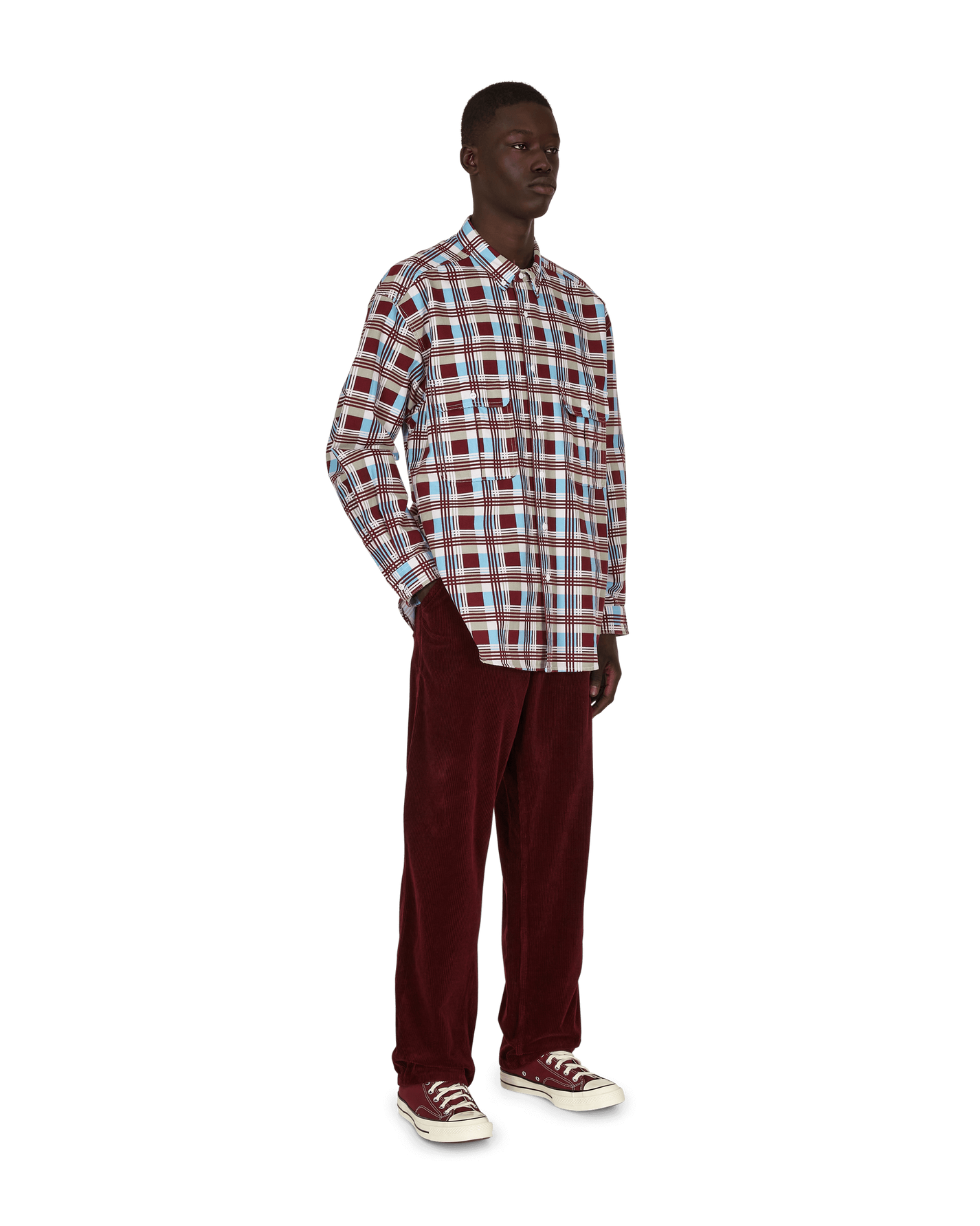 Levi's Skateboard Woven Printed Burgundy Blue T-Shirts Longsleeve A0953 0000