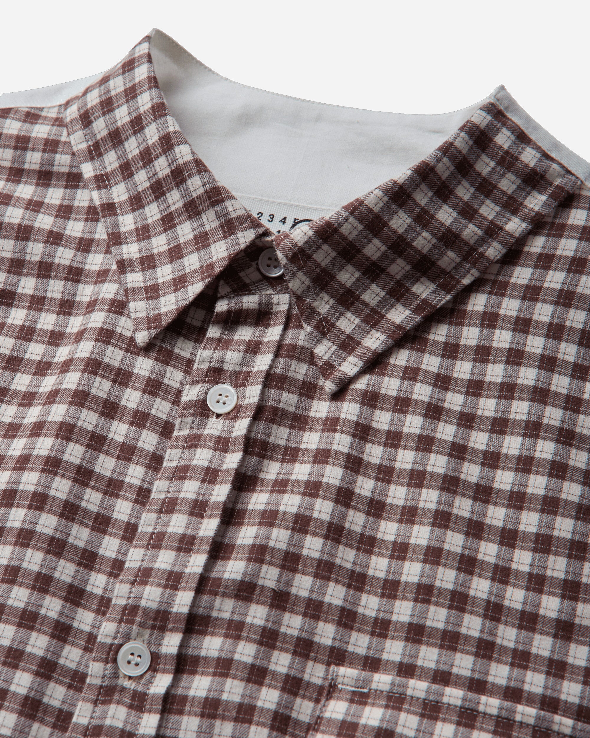 MM6 Maison Margiela Longsleeved Shirt Brown/Off White Shirts Longsleeve Shirt SH0DT0047 001F