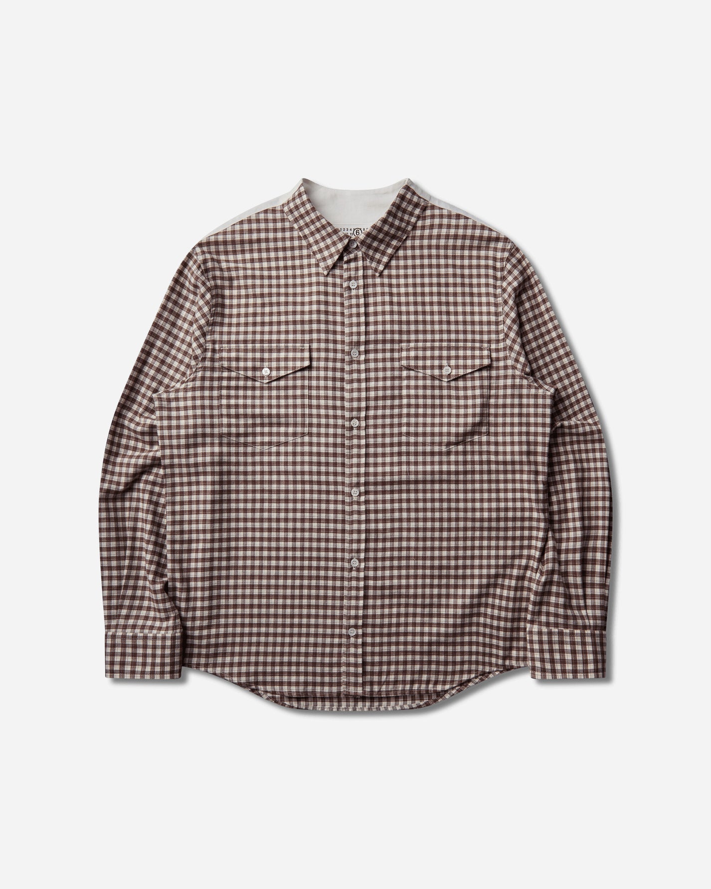 MM6 Maison Margiela Longsleeved Shirt Brown/Off White Shirts Longsleeve Shirt SH0DT0047 001F