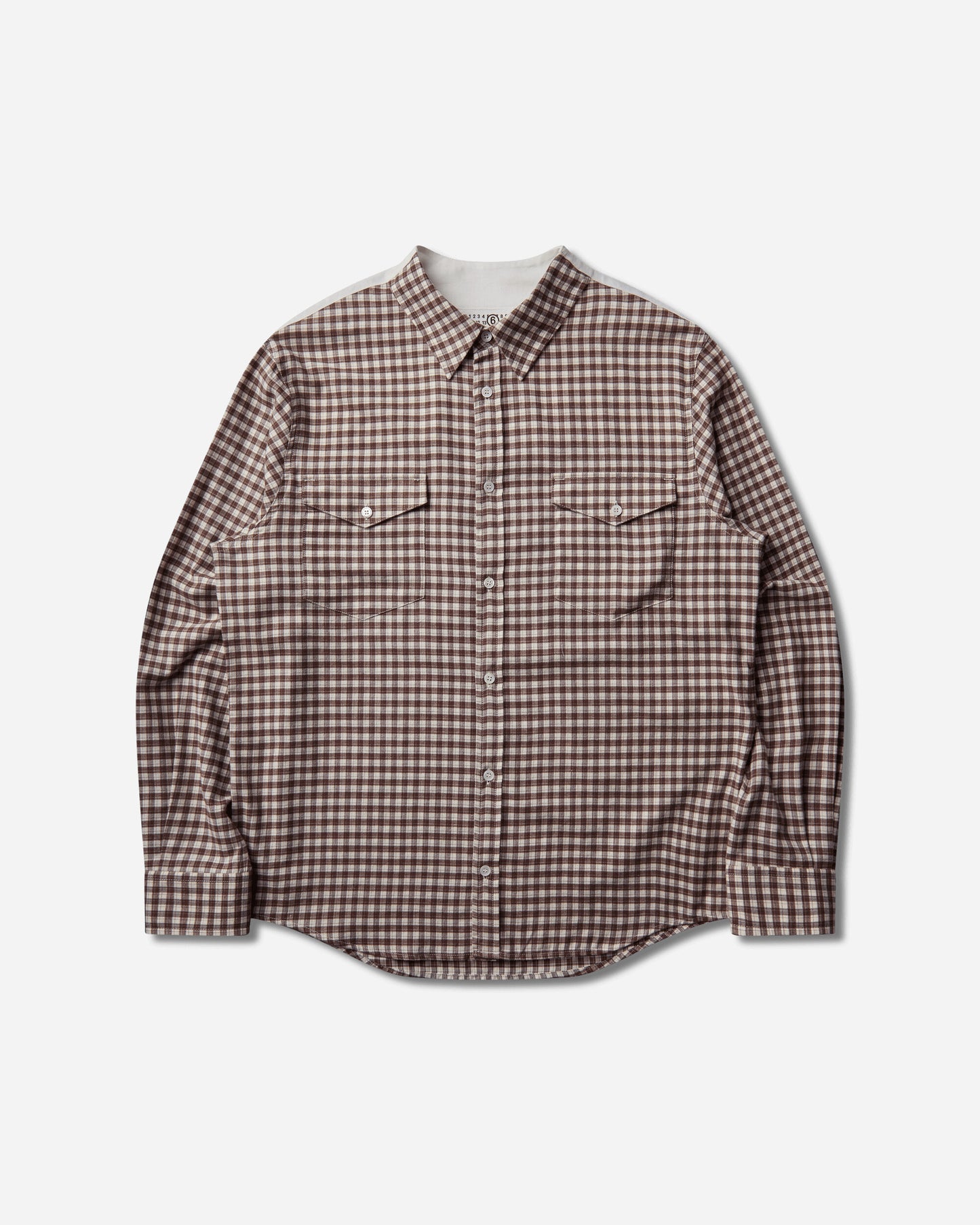 MM6 Maison Margiela Longsleeved Shirt Brown/Off White Shirts Longsleeve Shirt SH0DT0047 001F