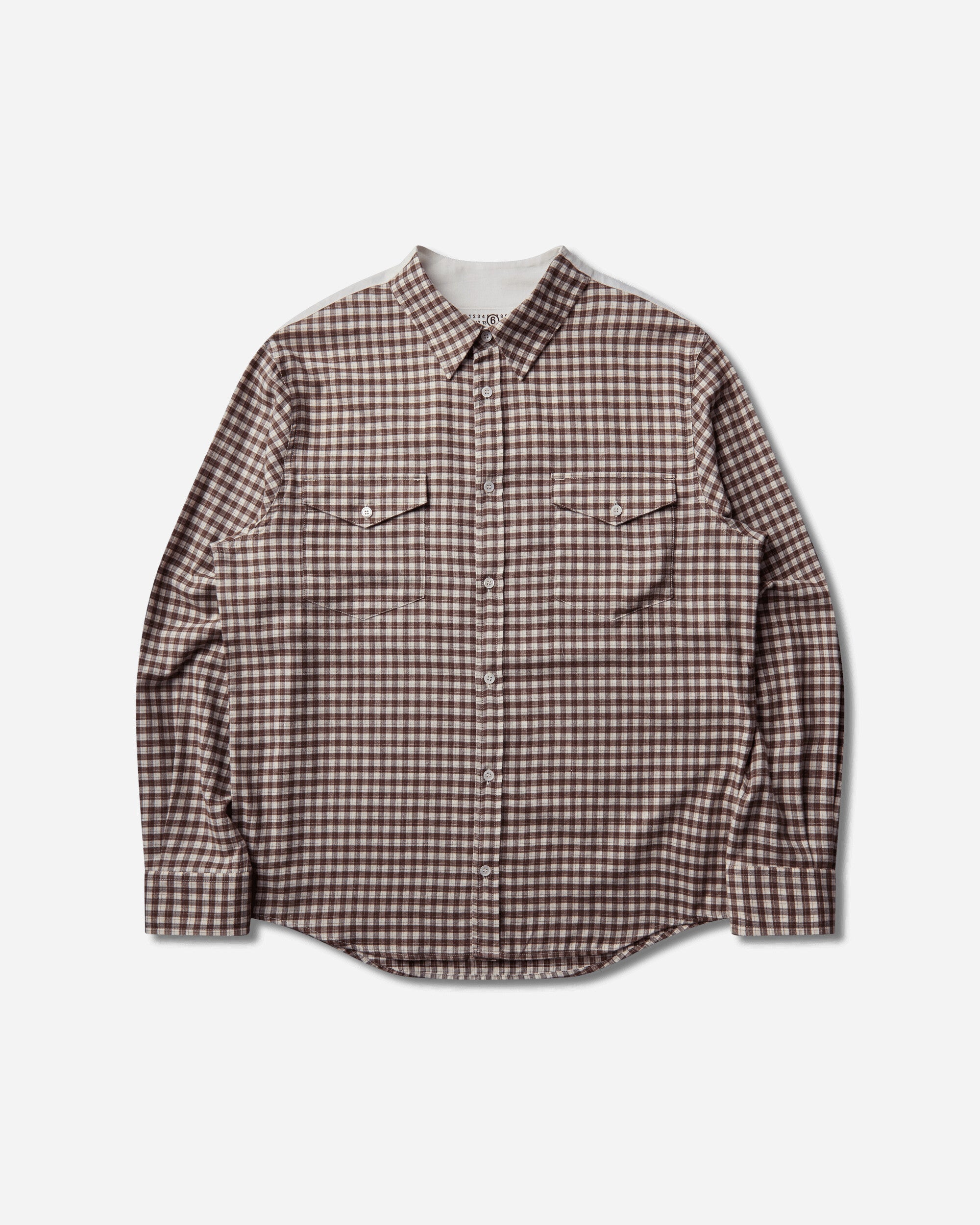 MM6 Maison Margiela Longsleeved Shirt Brown/Off White Shirts Longsleeve Shirt SH0DT0047 001F