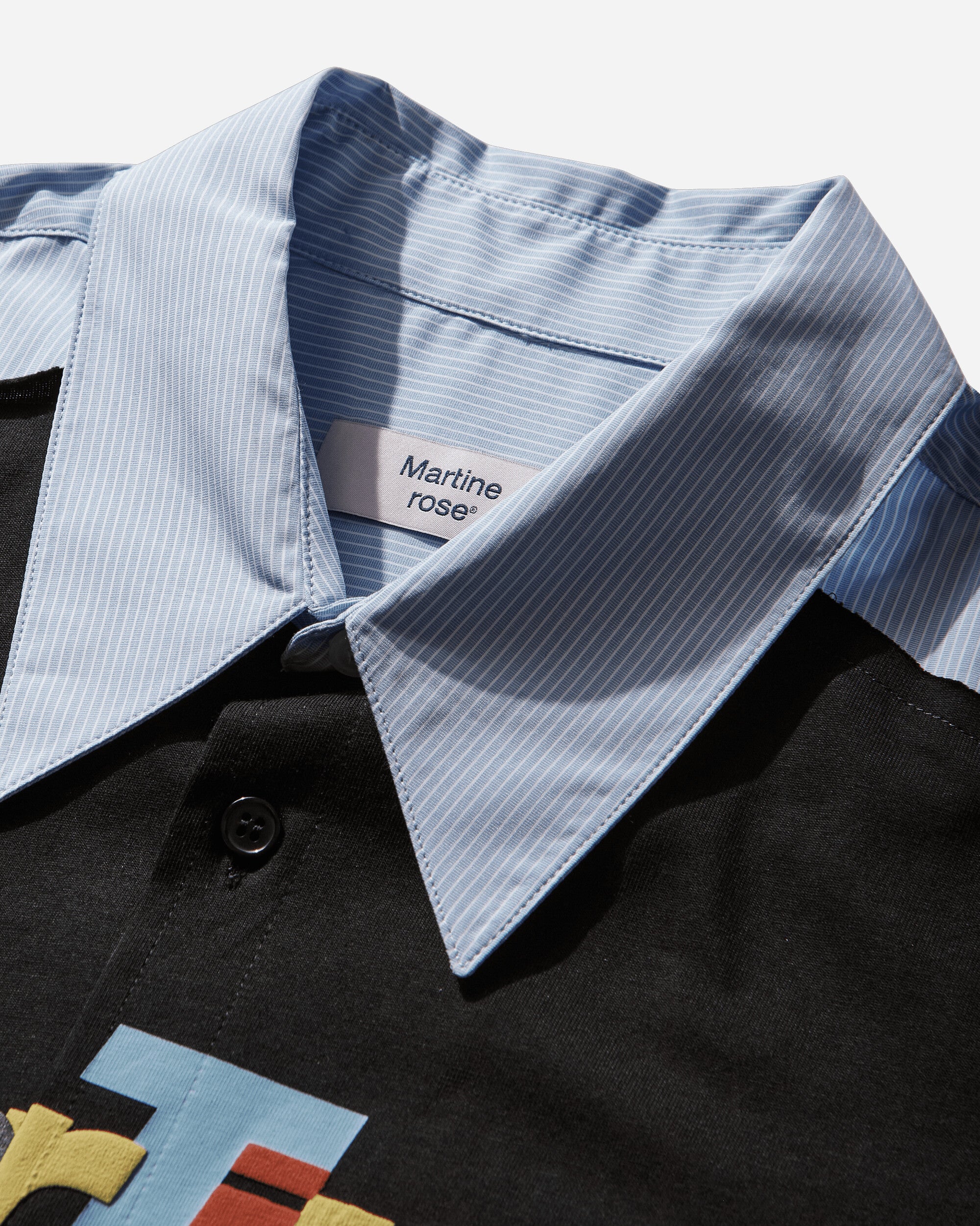 Martine Rose L S T Shirt Shirt Blue/White Stripe/Black Shirts Longsleeve Shirt 494WS36531