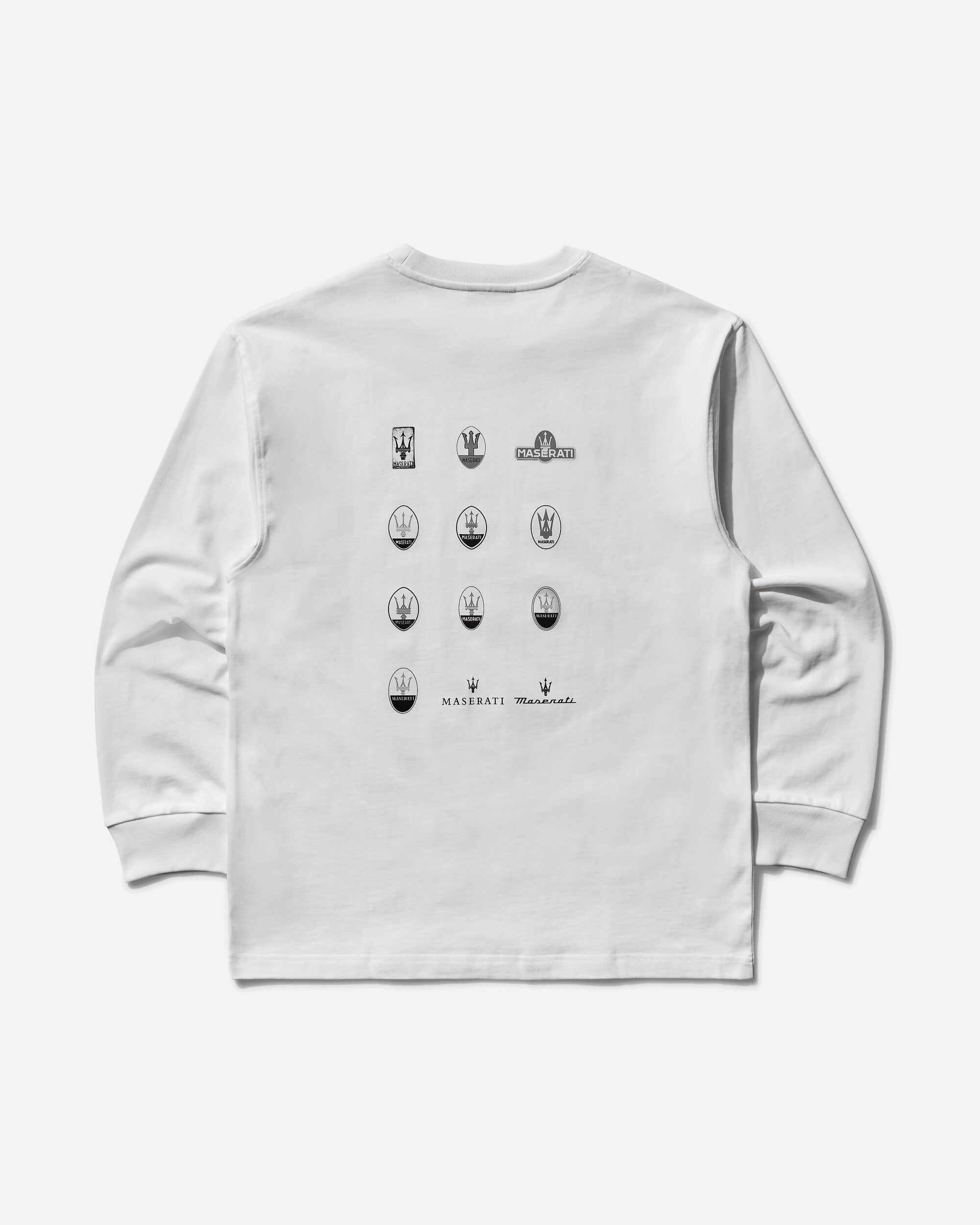 Maserati Heritage Long Sleeve White T-Shirts Top BMMW007JY05 WTH0001