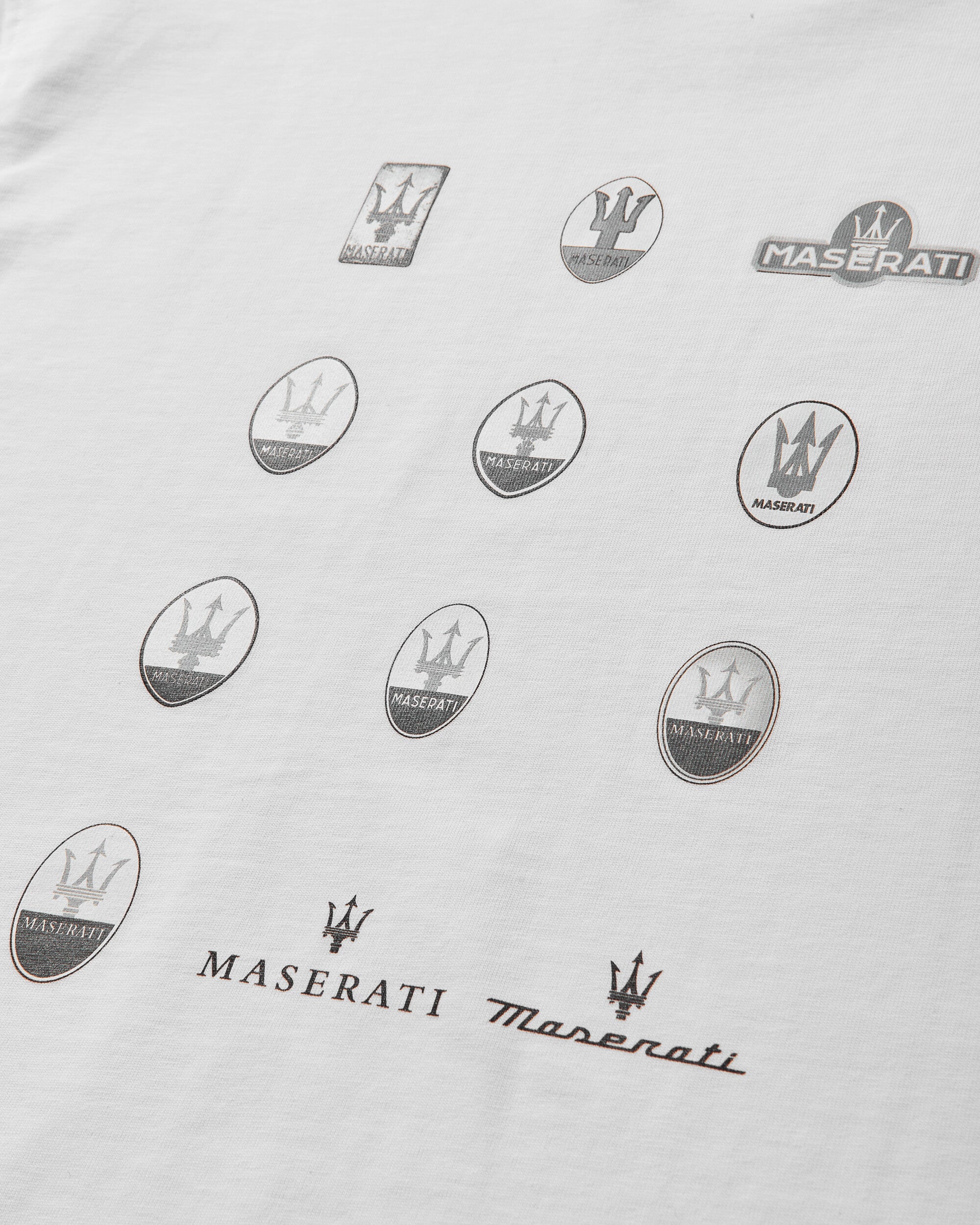 Maserati Heritage Long Sleeve White T-Shirts Top BMMW007JY05 WTH0001
