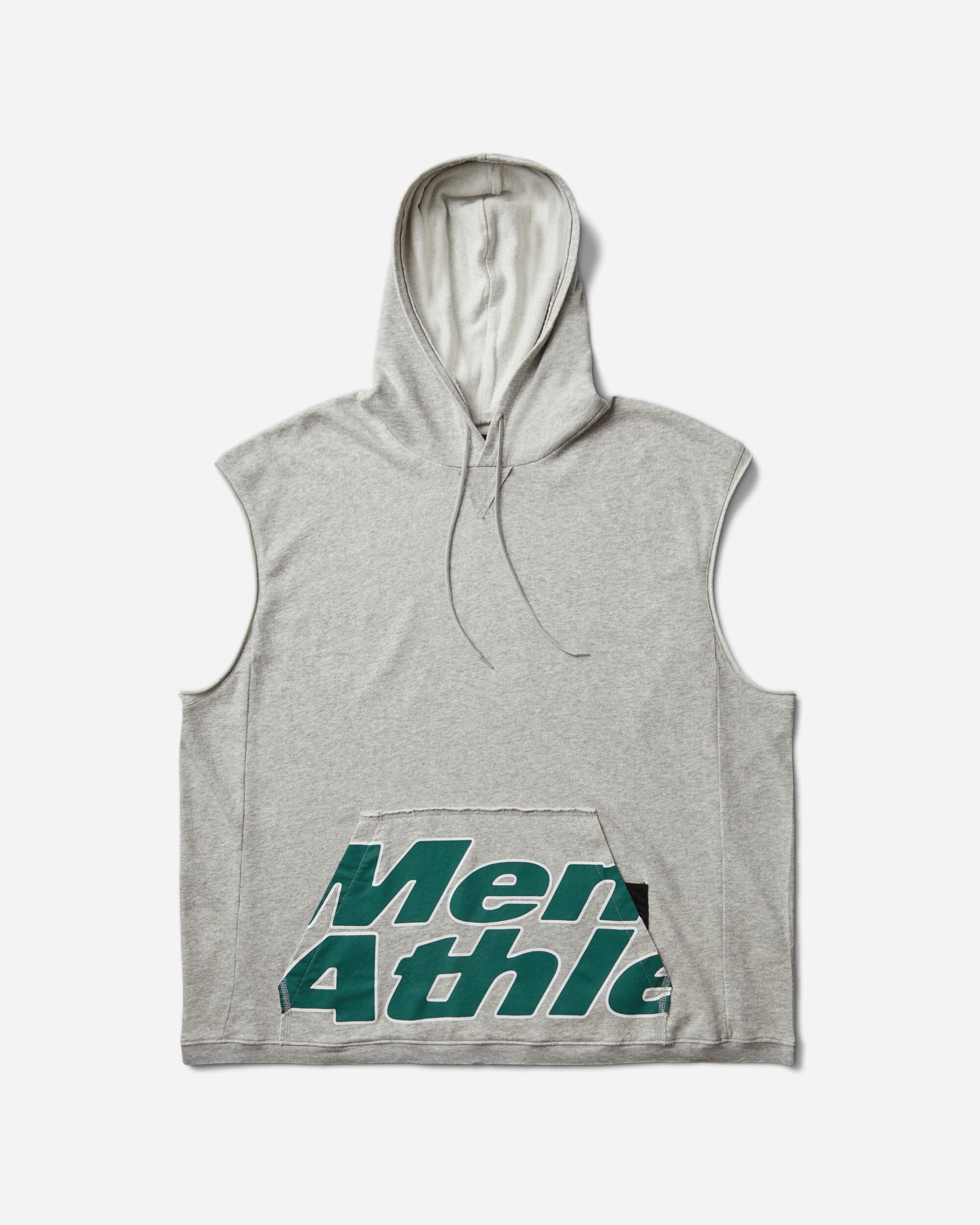 Mental Athletic Raw Cut Sleeveless Sweat Hoodie Grey Melange Sweatshirts Hoodies ZBUW004JY04 GRY0404