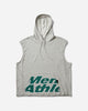 Mental Athletic Raw Cut Sleeveless Sweat Hoodie Grey Melange Sweatshirts Hoodies ZBUW004JY04 GRY0404