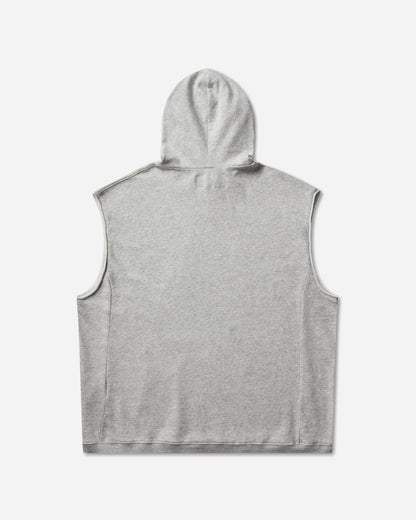 Mental Athletic Raw Cut Sleeveless Sweat Hoodie Grey Melange Sweatshirts Hoodies ZBUW004JY04 GRY0404