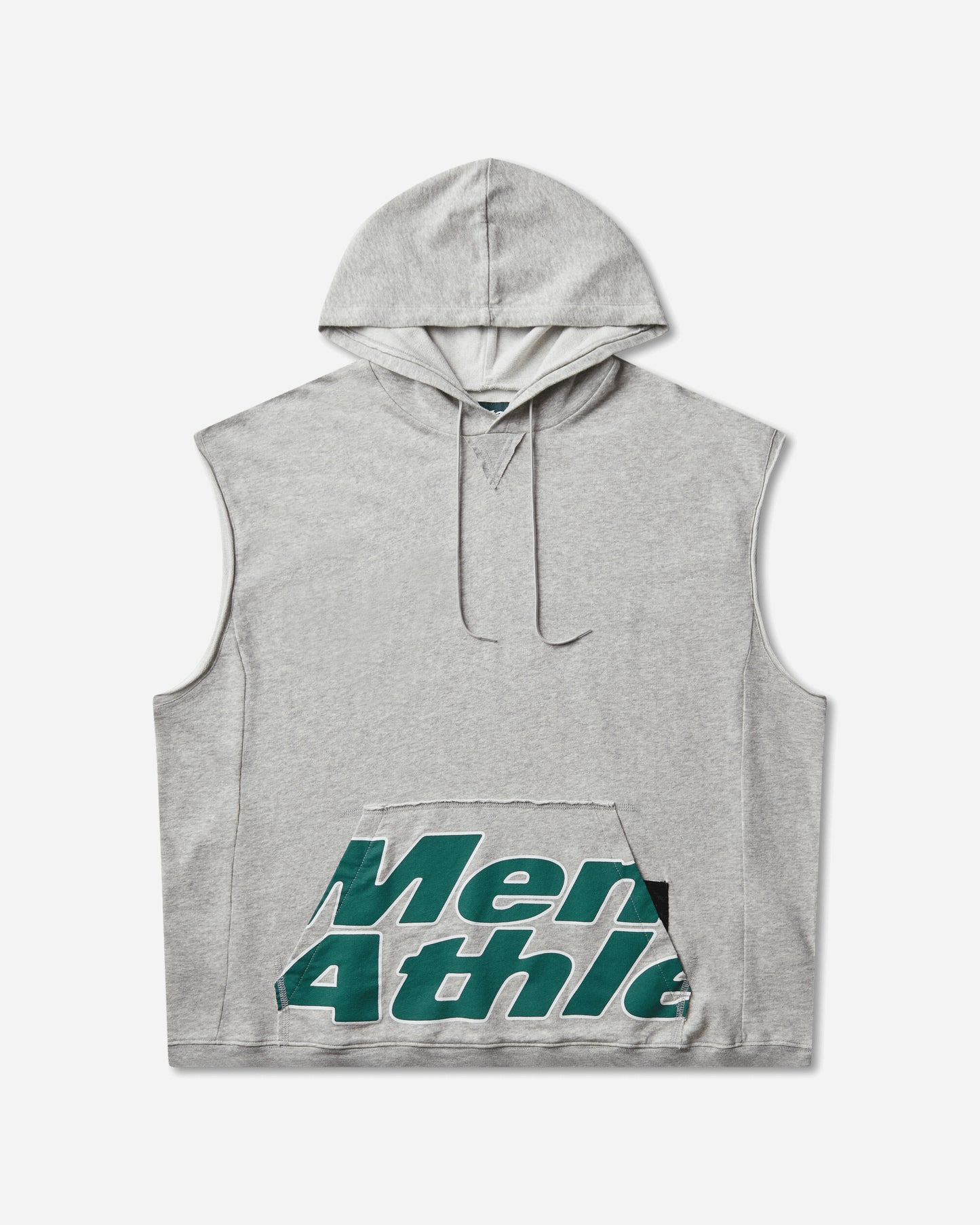 Mental Athletic Raw Cut Sleeveless Sweat Hoodie Grey Melange Sweatshirts Hoodies ZBUW004JY04 GRY0404