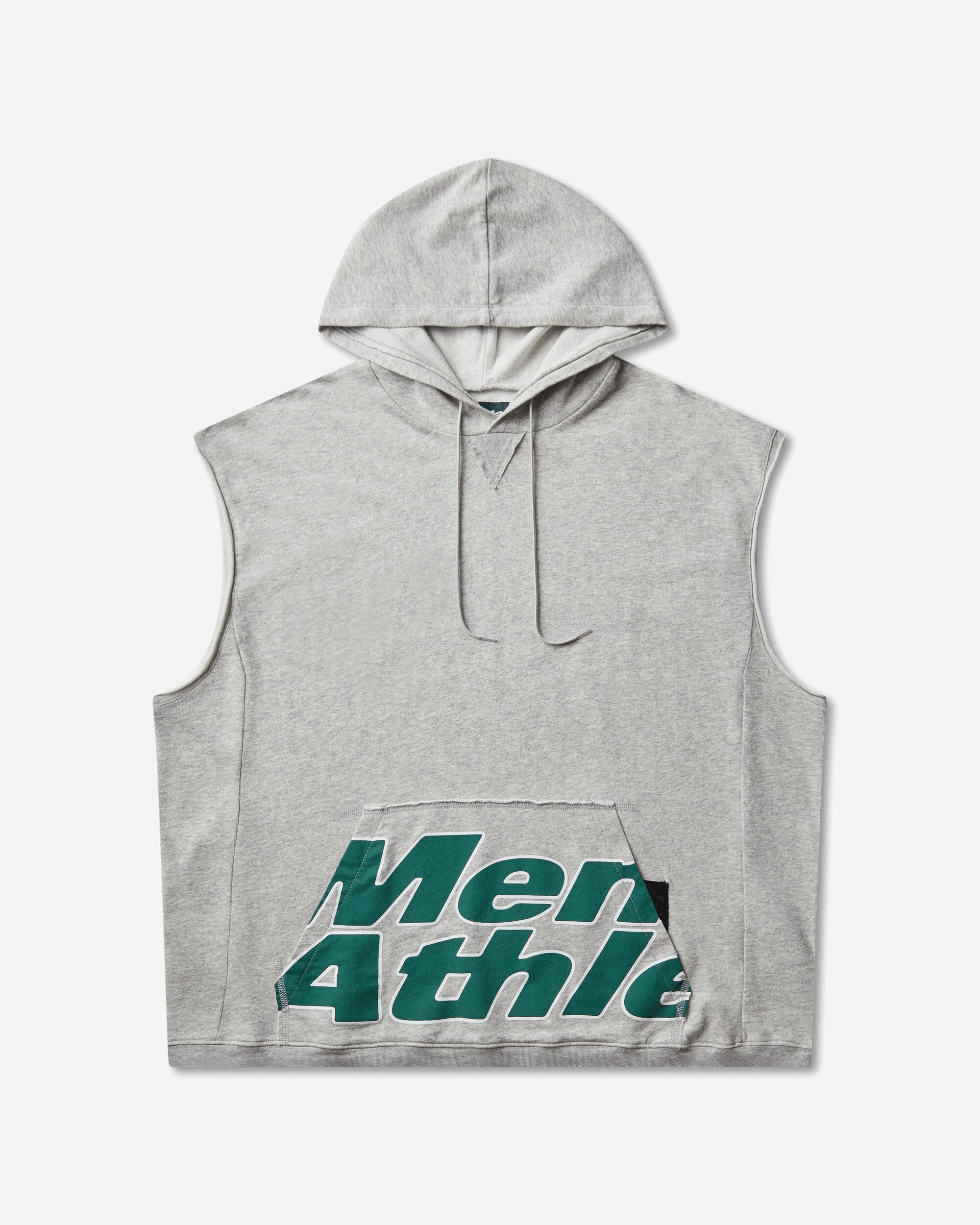 Mental Athletic Raw Cut Sleeveless Sweat Hoodie Grey Melange Sweatshirts Hoodies ZBUW004JY04 GRY0404