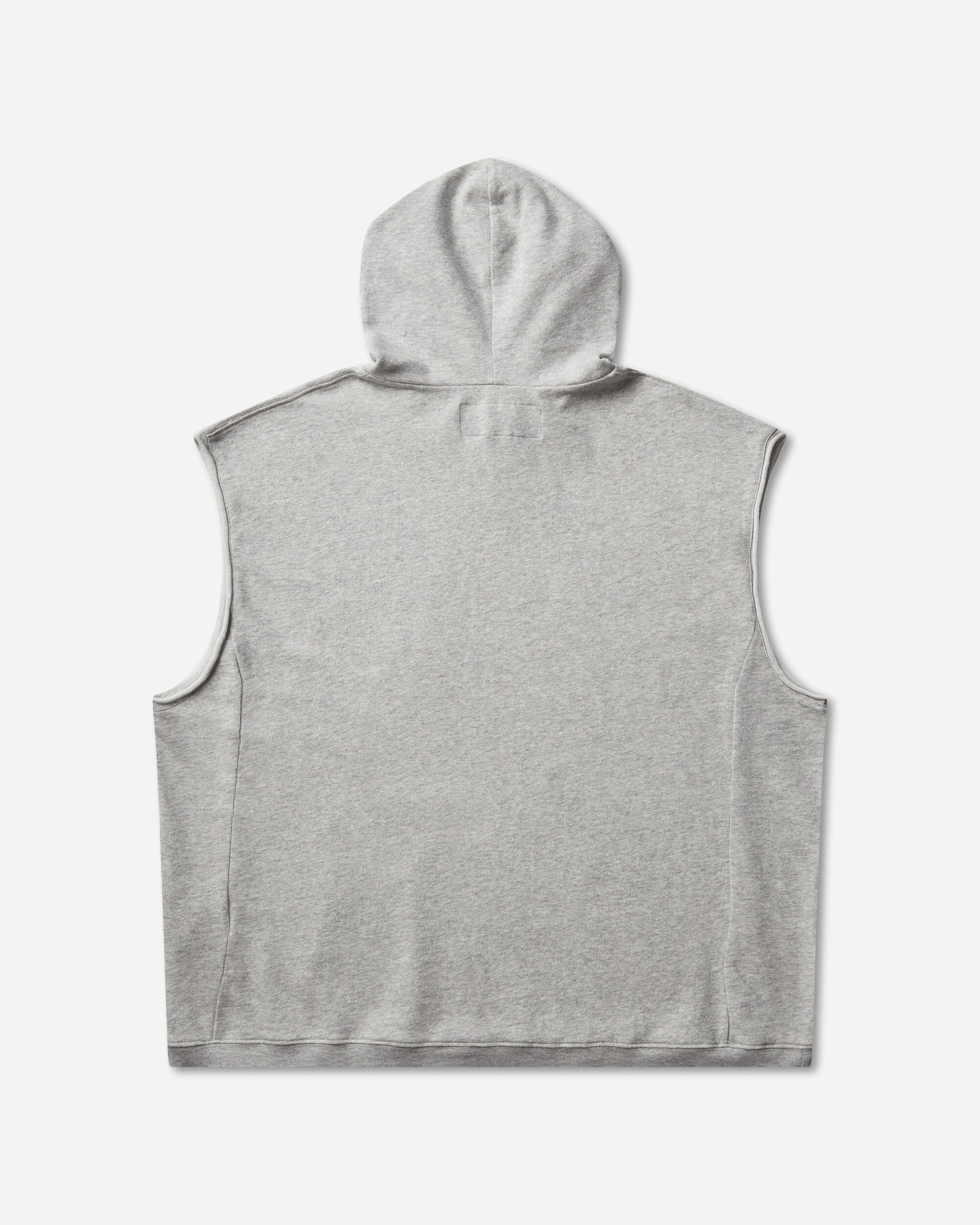 Mental Athletic Raw Cut Sleeveless Sweat Hoodie Grey Melange Sweatshirts Hoodies ZBUW004JY04 GRY0404