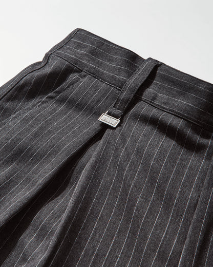 Metalwood Studio Elastic Waist Baggy Pant Grey Pinstripe Pants Casual MWS25-08-103 GRYP
